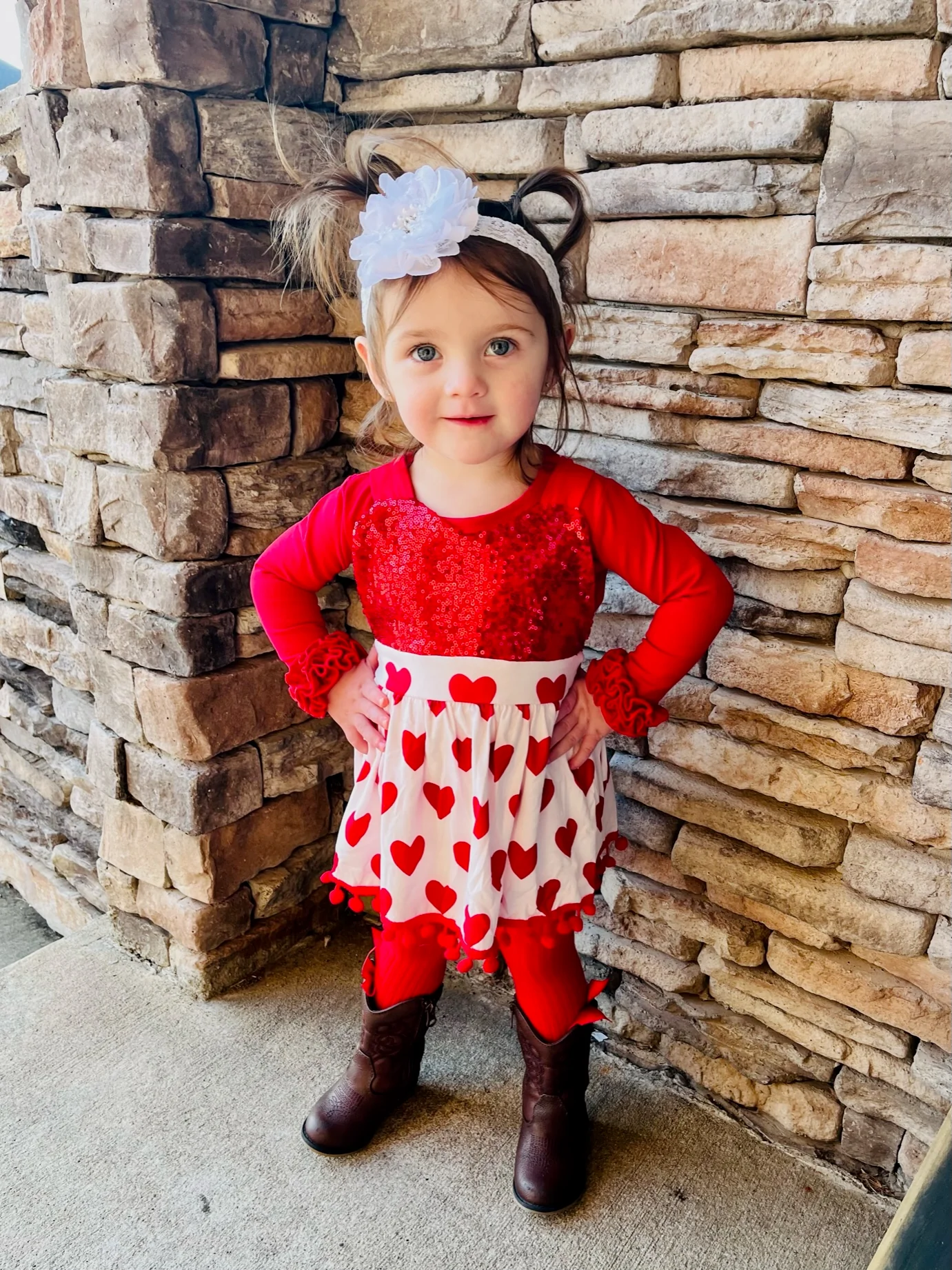 Sparkly Red Heart Tie Dressy Romper - Image 5