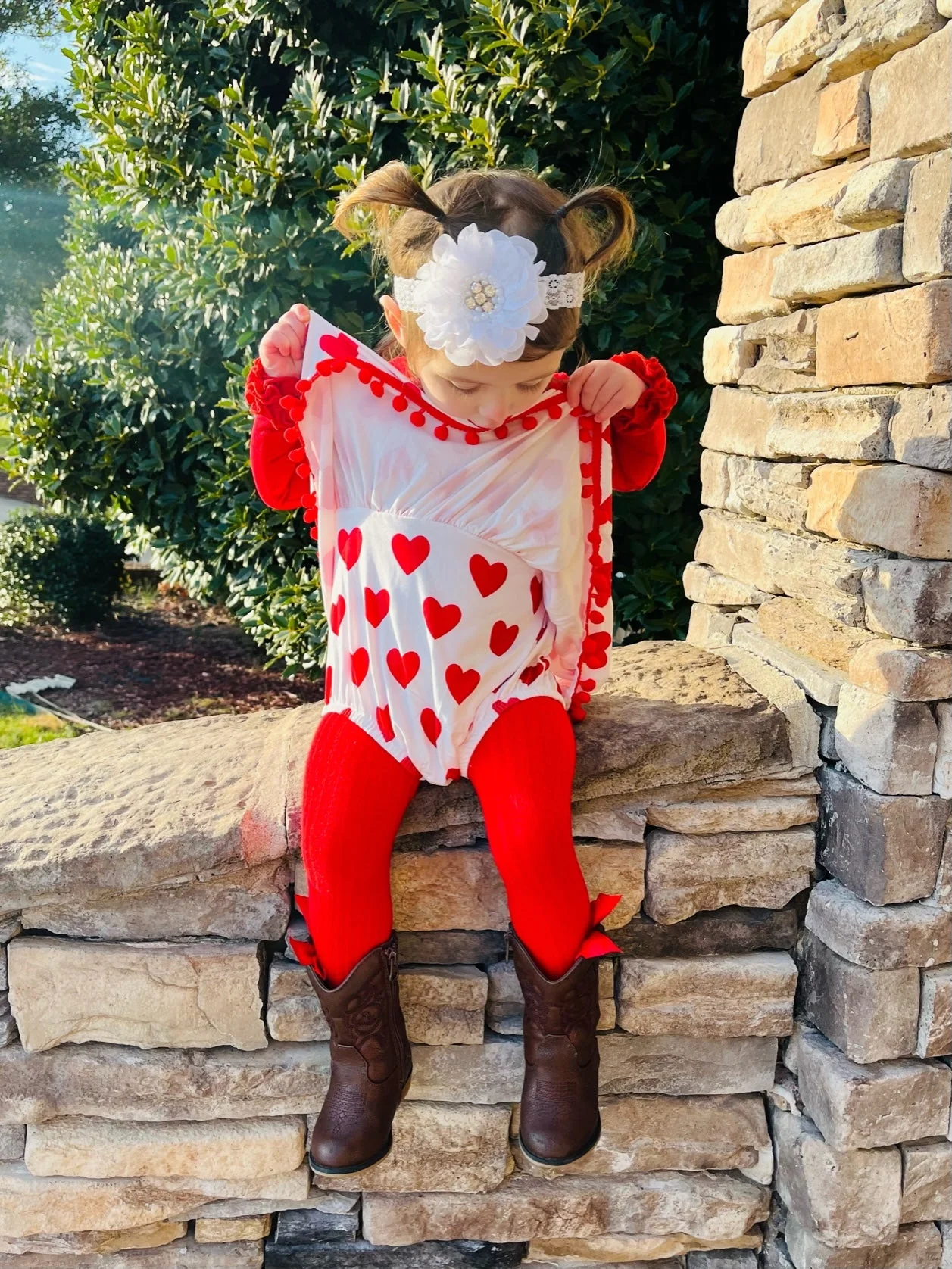Sparkly Red Heart Tie Dressy Romper - Image 7