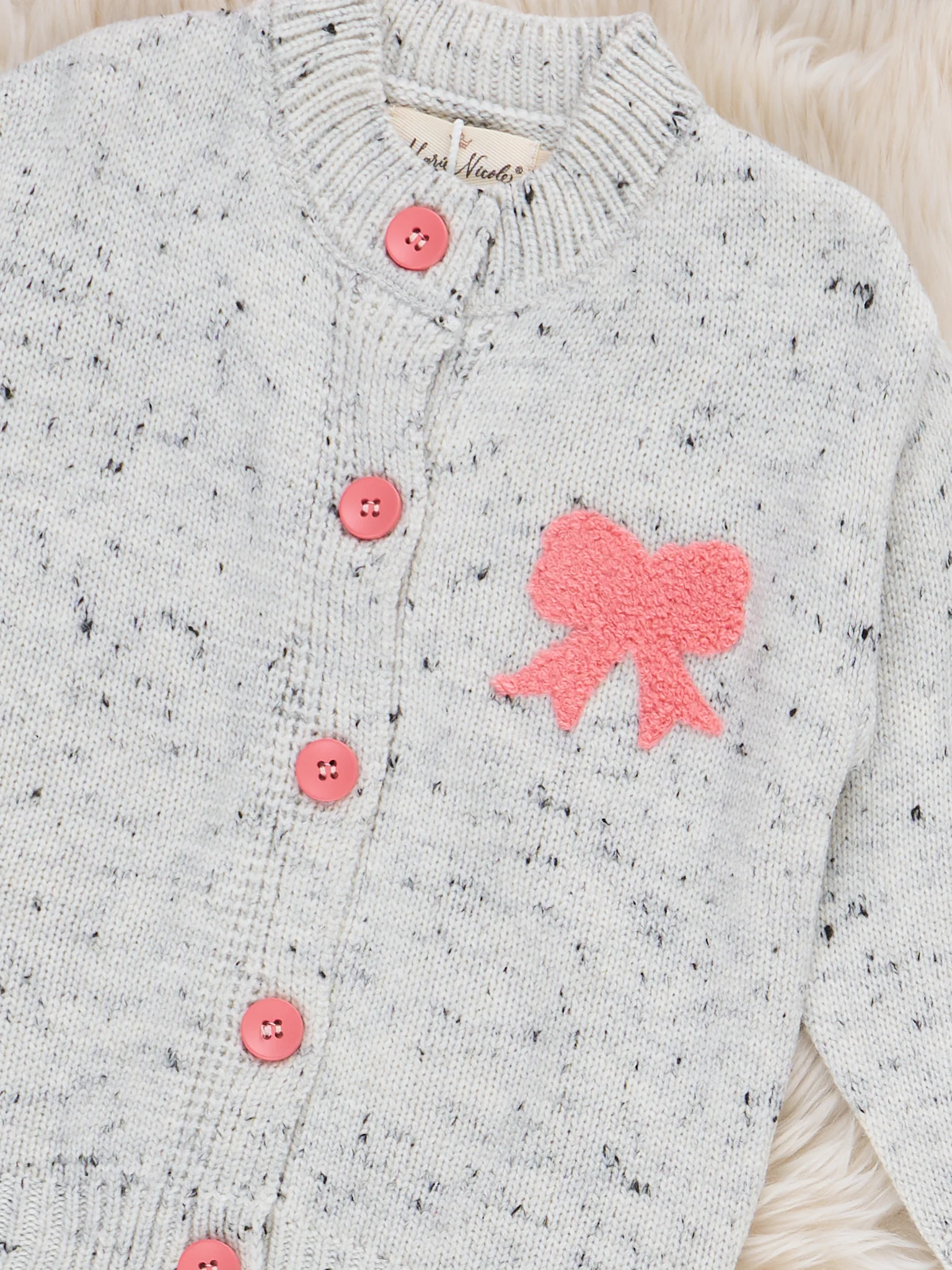 Speckle Charm Bow Cardigan - Image 2