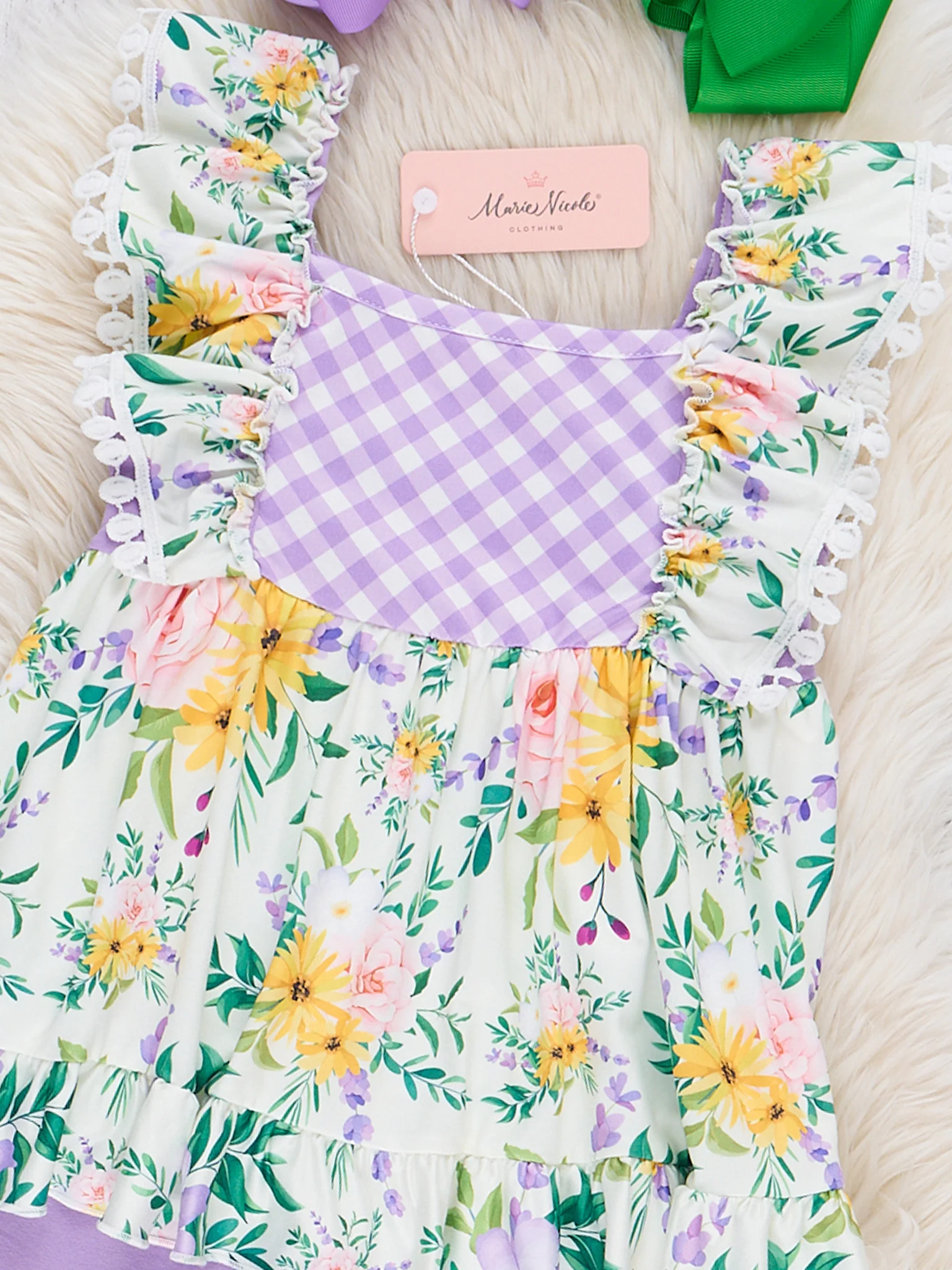 Spring Floral Gingham Ruffle Outfit - Image 3