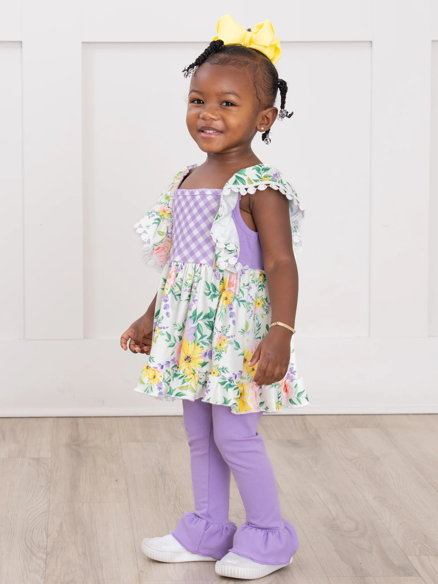 Spring Floral Gingham Ruffle Outfit - Image 5