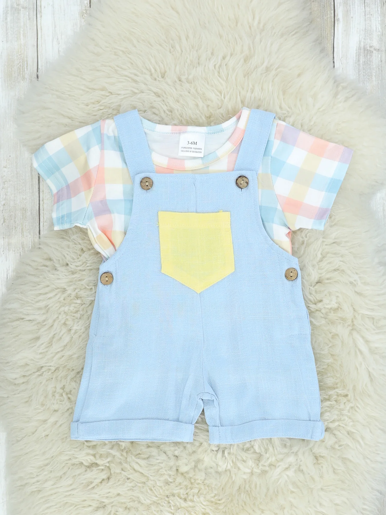 Spring Plaid Overall Set
