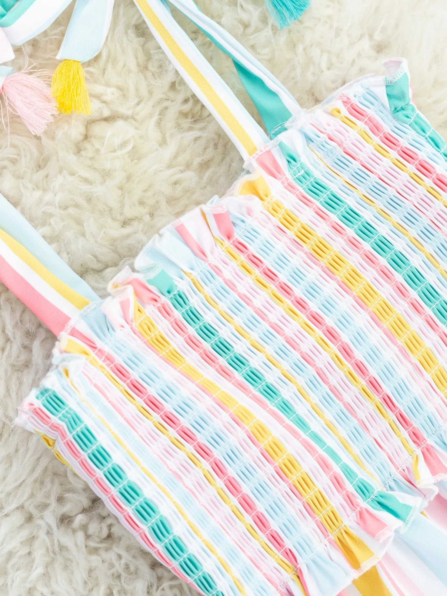 Spring Smocked Striped Tie Dress - Image 3