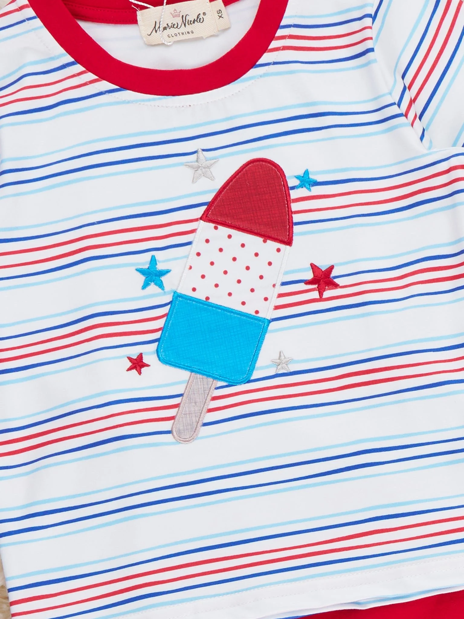 Star Popsicle Embroidered Striped Outfit - Image 2