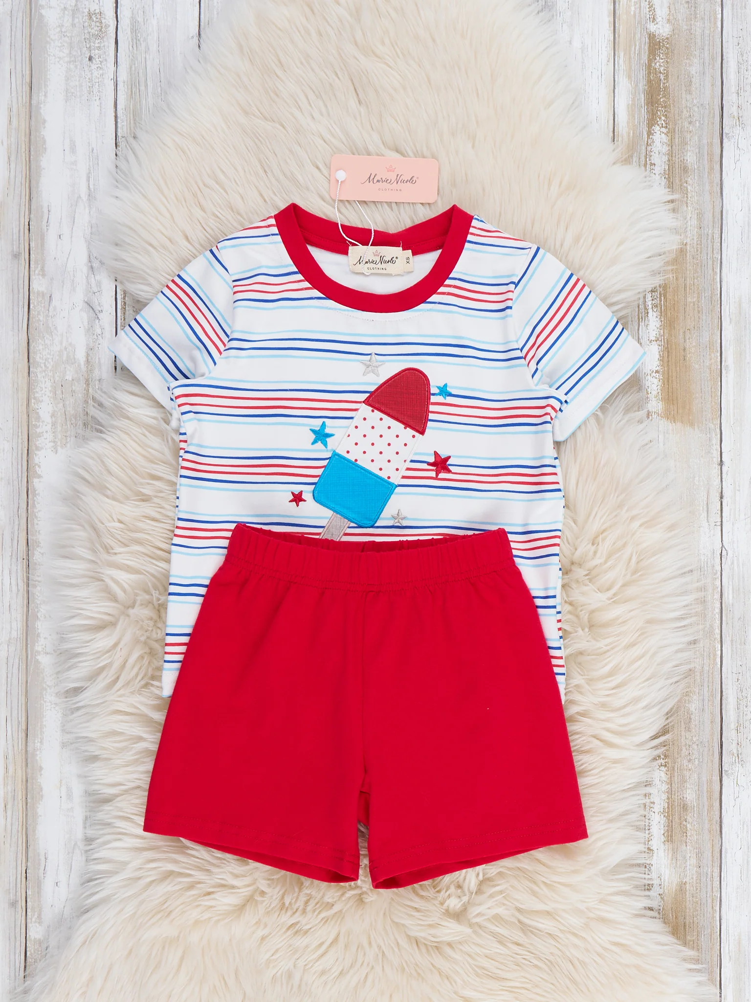 Star Popsicle Embroidered Striped Outfit - Image 3