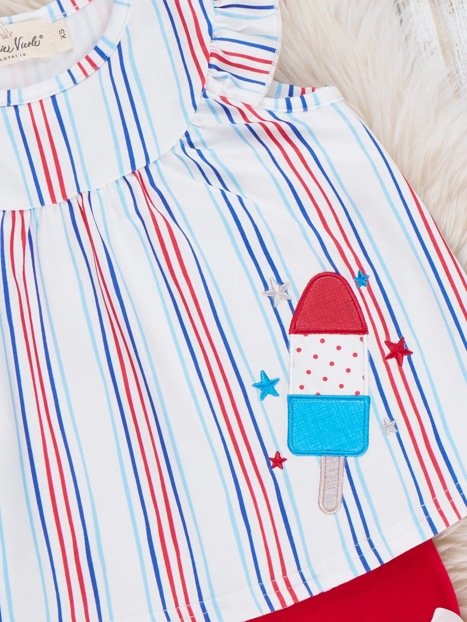 Star Popsicle Embroidered Striped Ruffle Outfit - Image 2