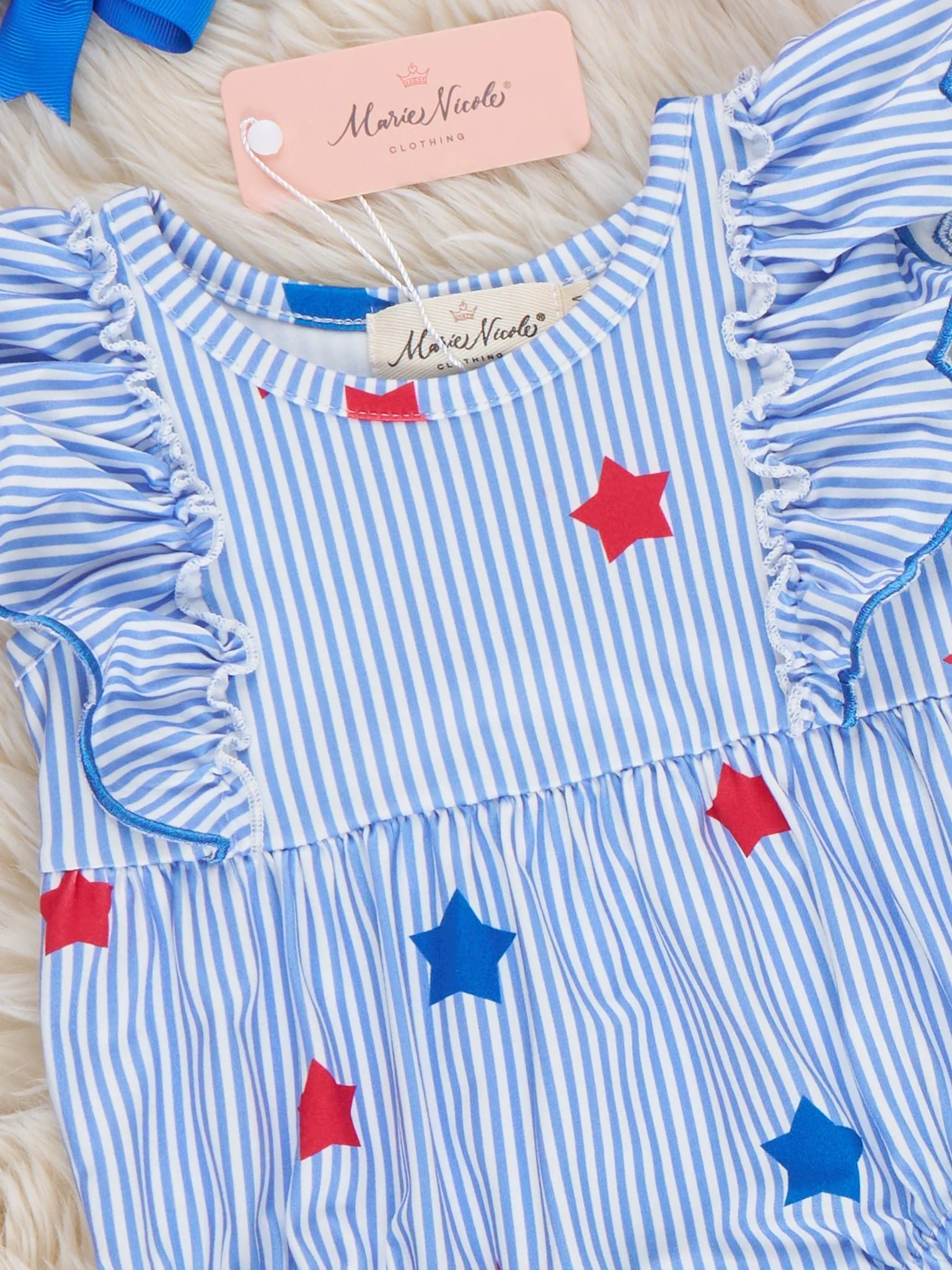 Star Striped Ruffle Bubble Romper - Image 2