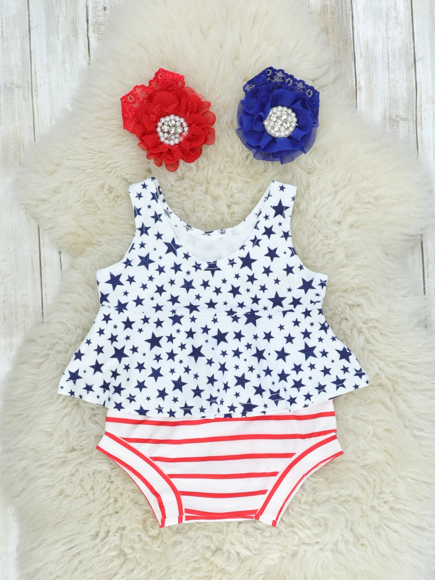 Star Tank & Red Striped Bloomers Set