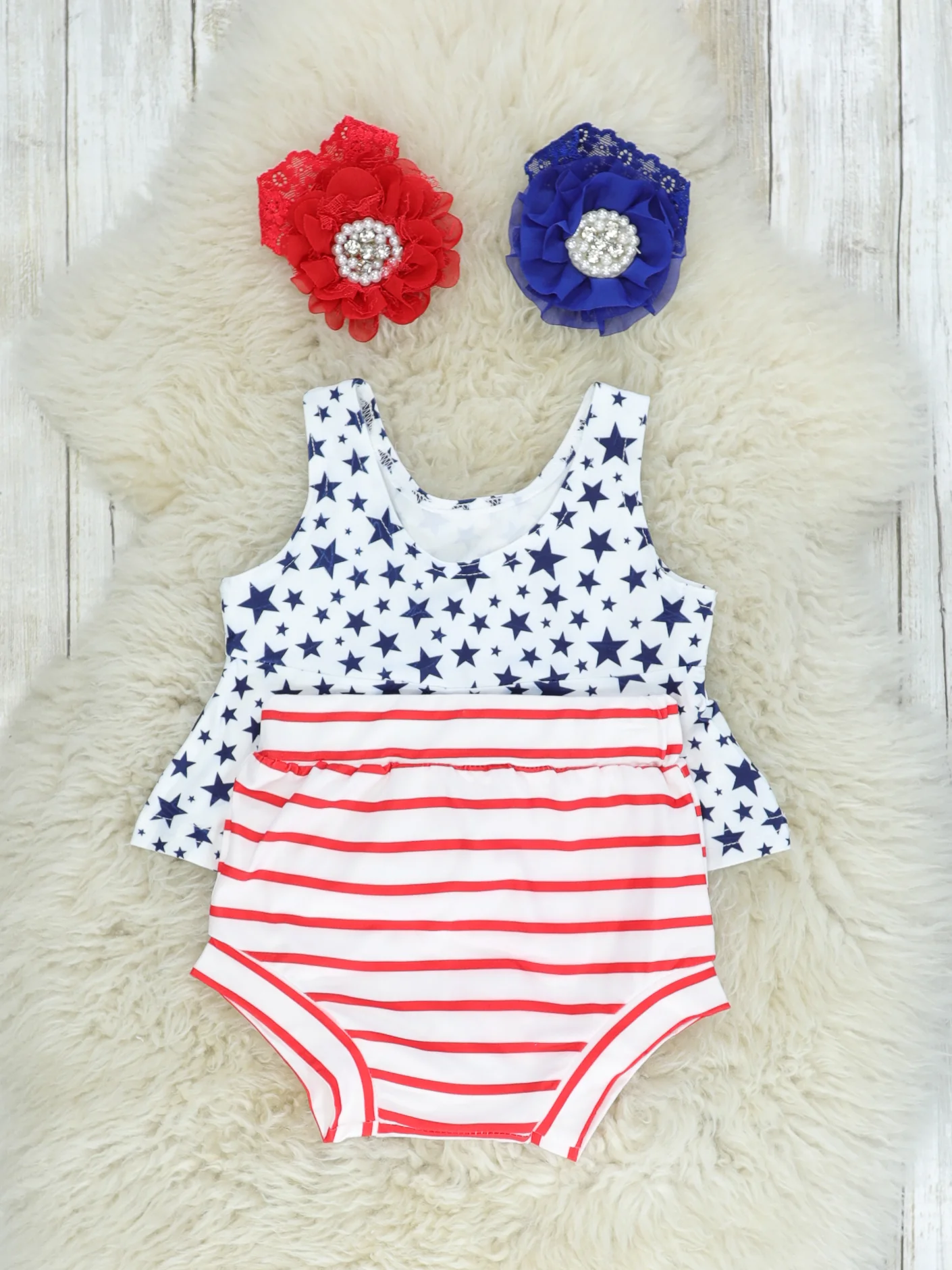Star Tank & Red Striped Bloomers Set - Image 2
