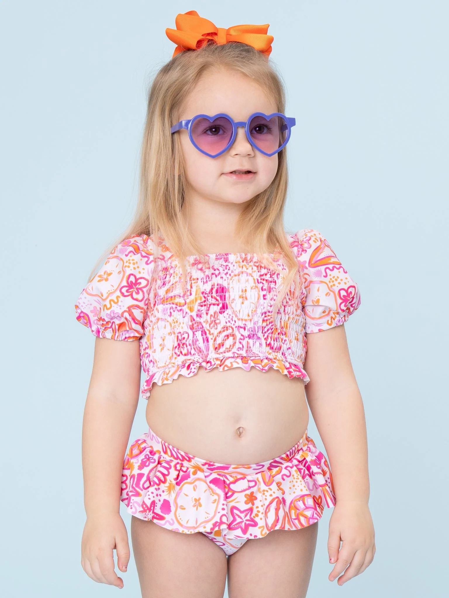 Starfish and Sand Dollar Smocked Ruffle Swimsuit