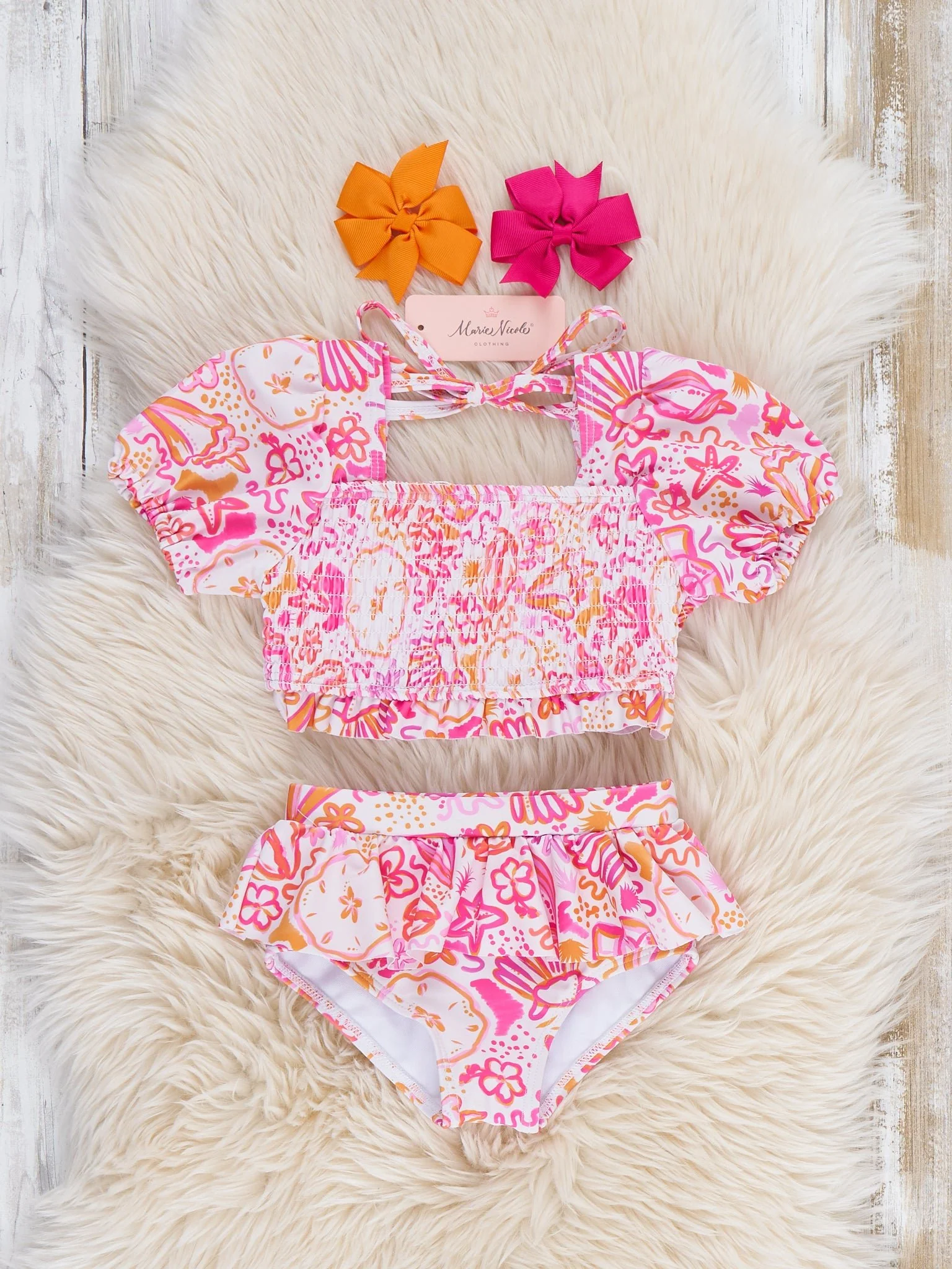 Starfish and Sand Dollar Smocked Ruffle Swimsuit - Image 2