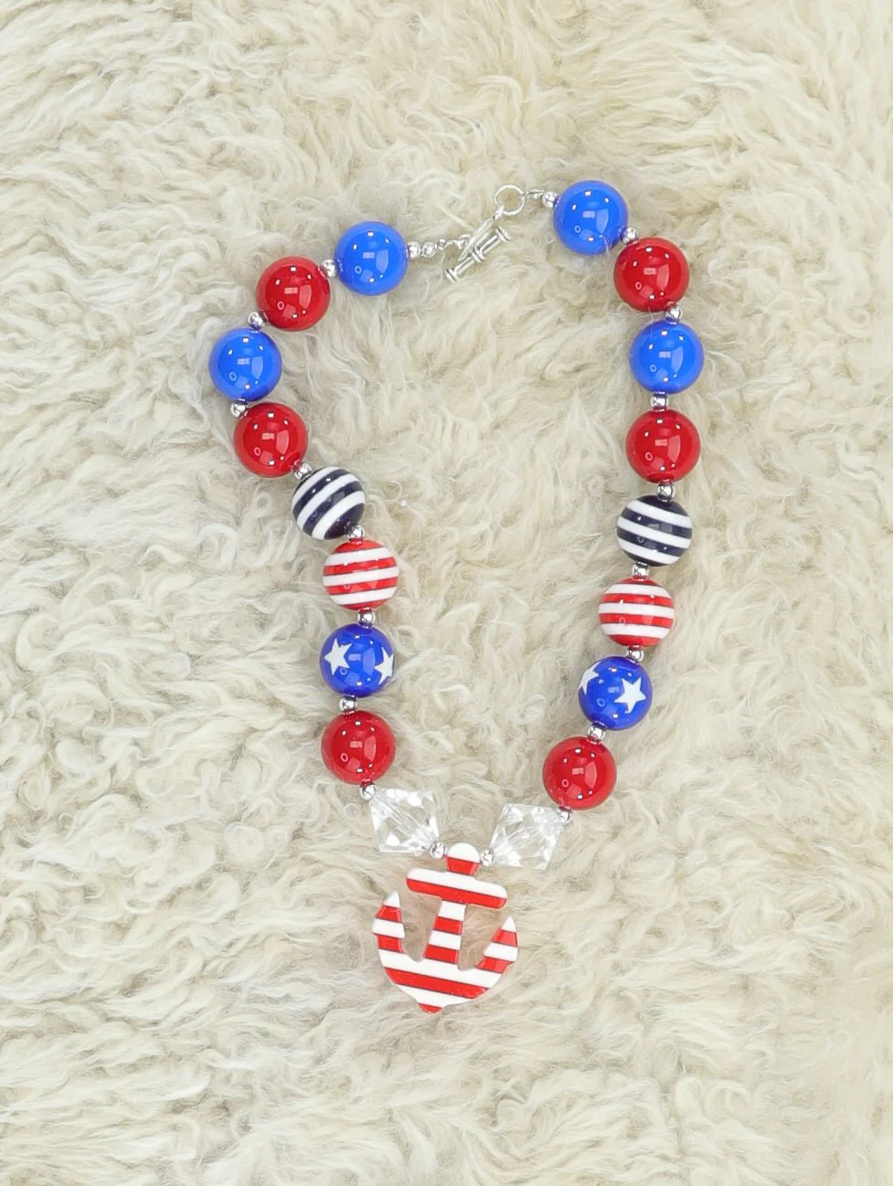 Stars & Stripes Anchor Bubblegum Necklace