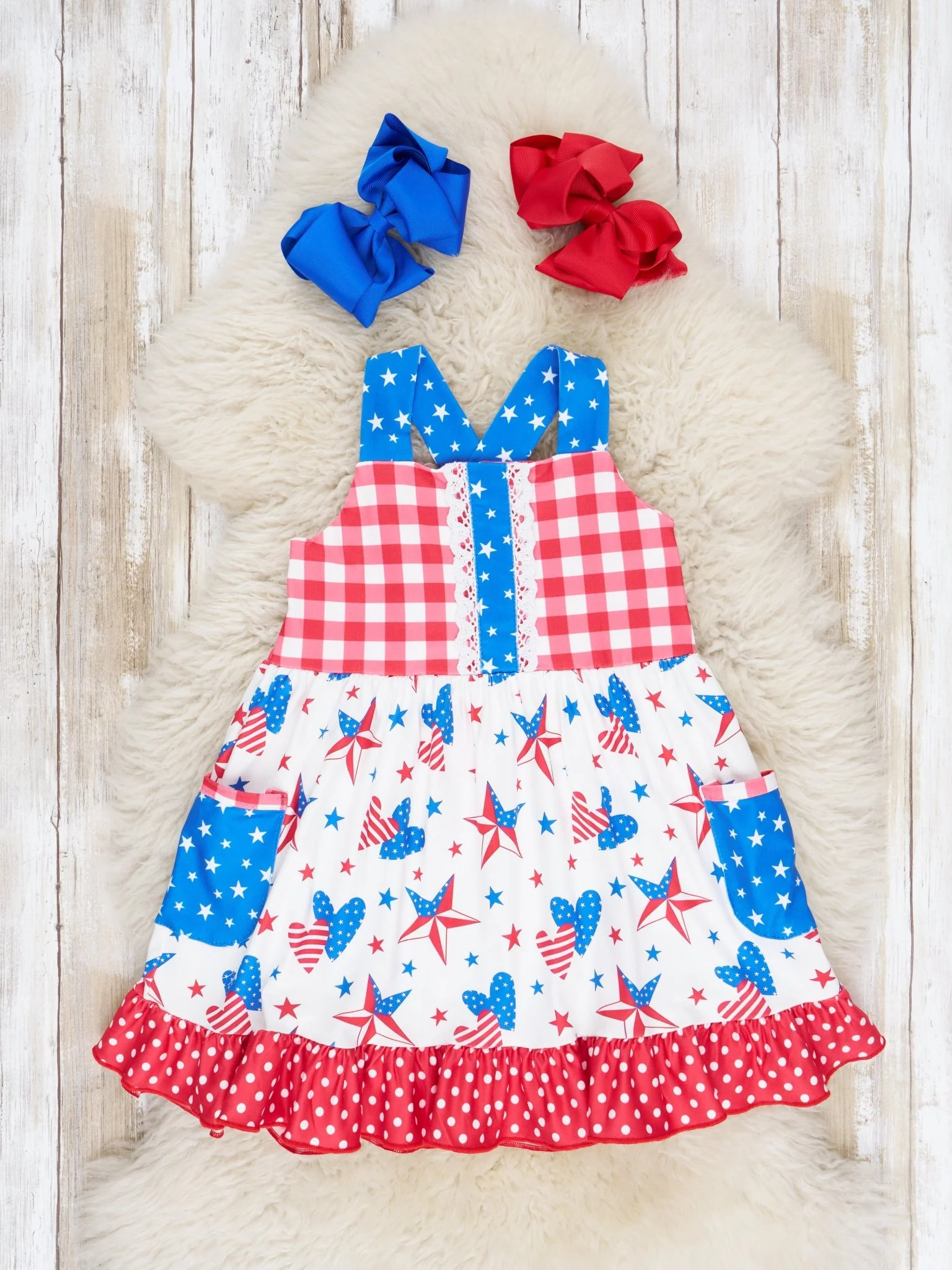 Stars & Stripes Heart Ruffle Dress