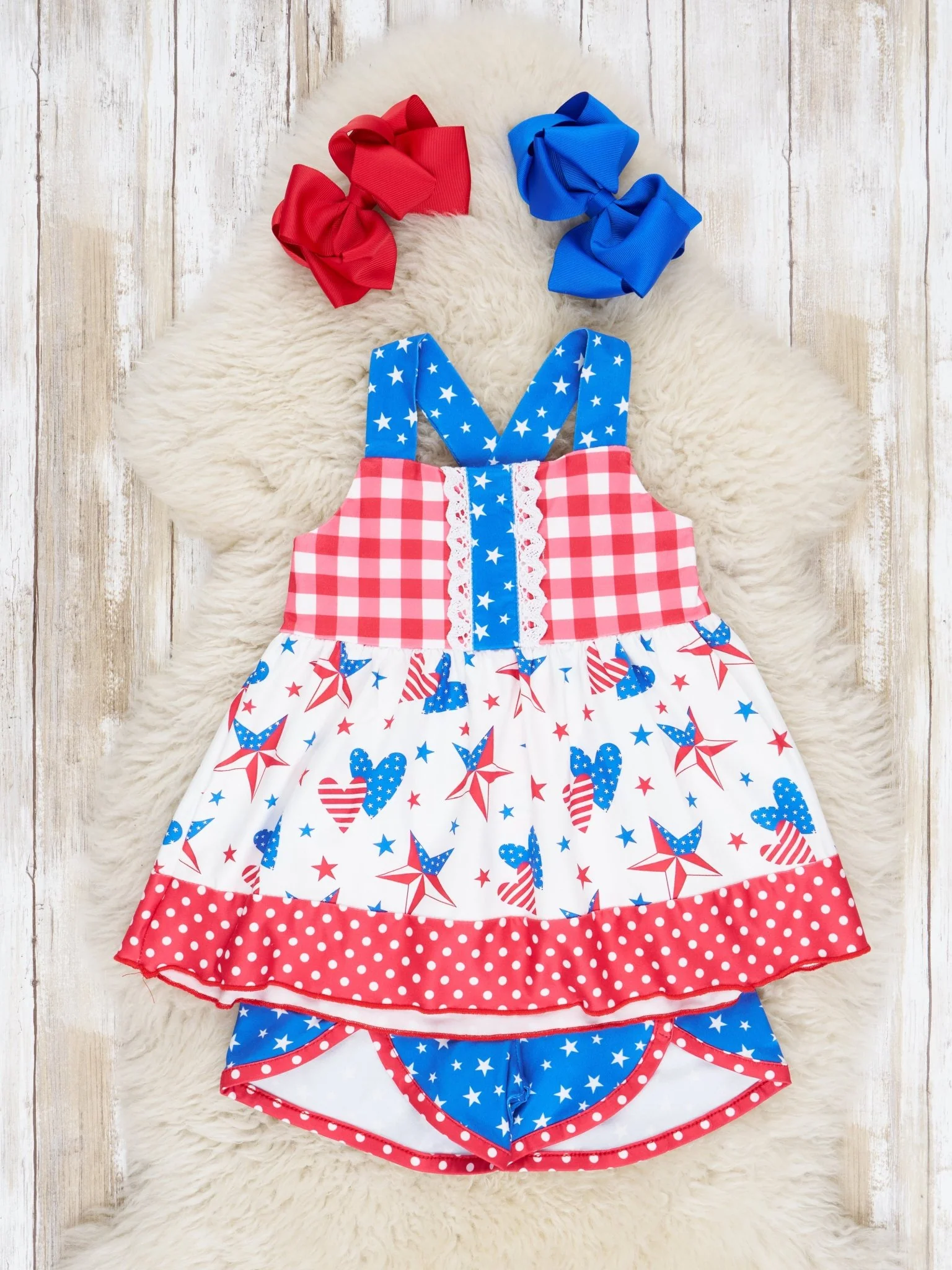 Stars & Stripes Heart Ruffle Outfit