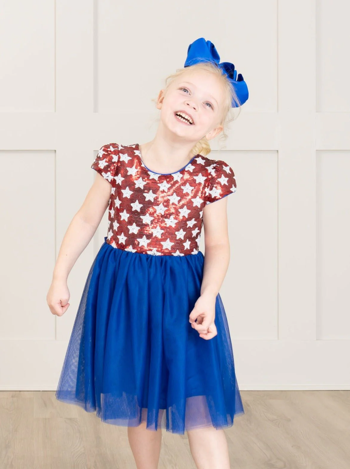 Stars & Stripes Sequin Blue Tulle Dress