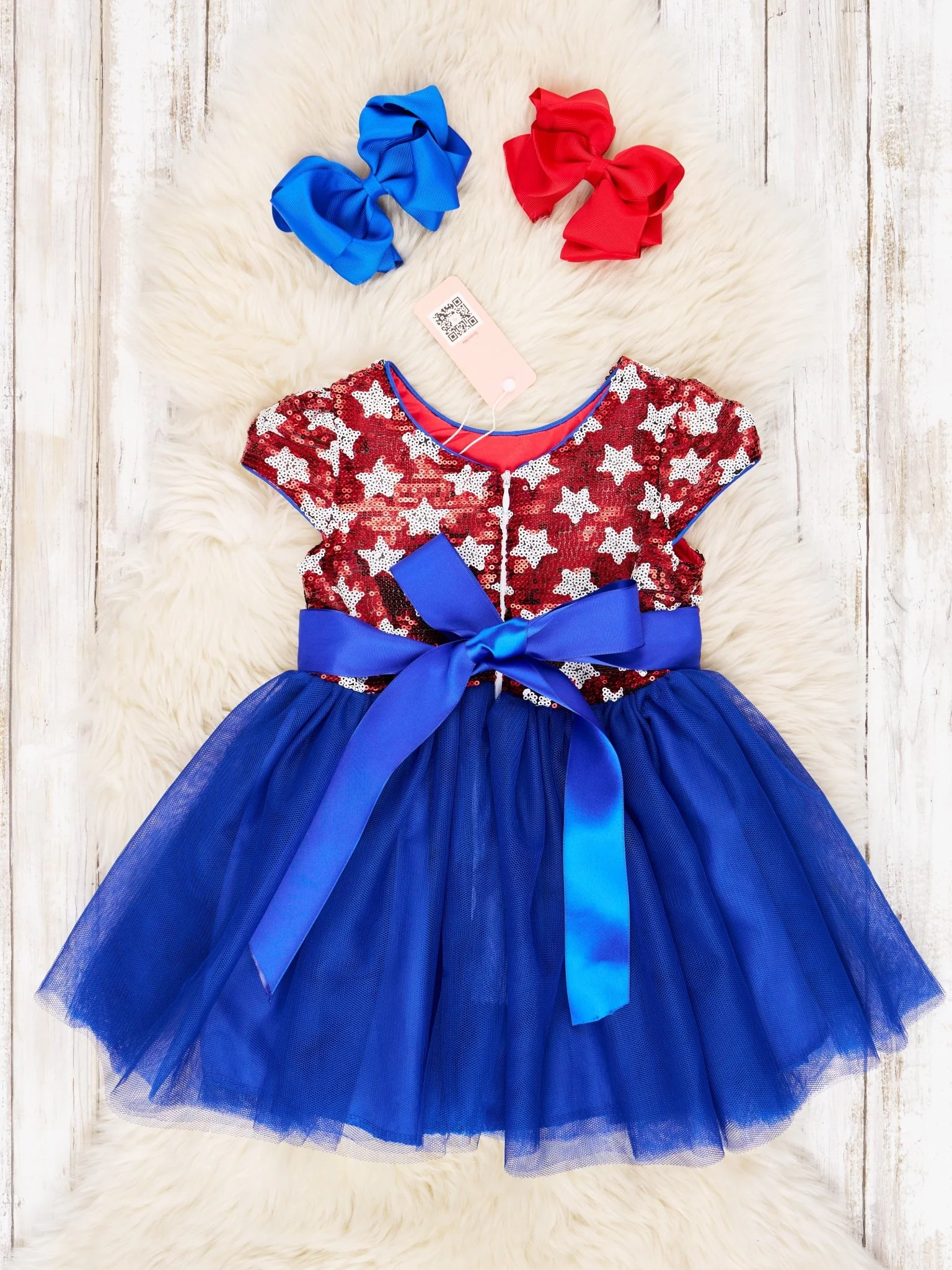 Stars & Stripes Sequin Blue Tulle Dress - Image 3