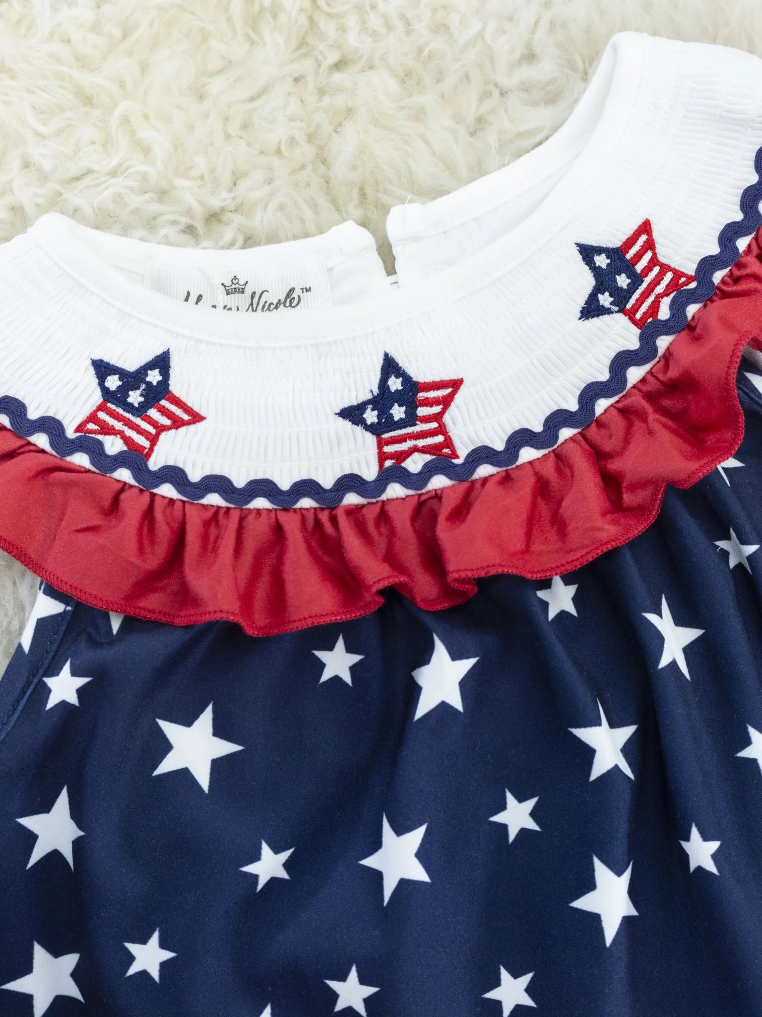Stars & Stripes Smocked Ruffle Outfit - Image 4