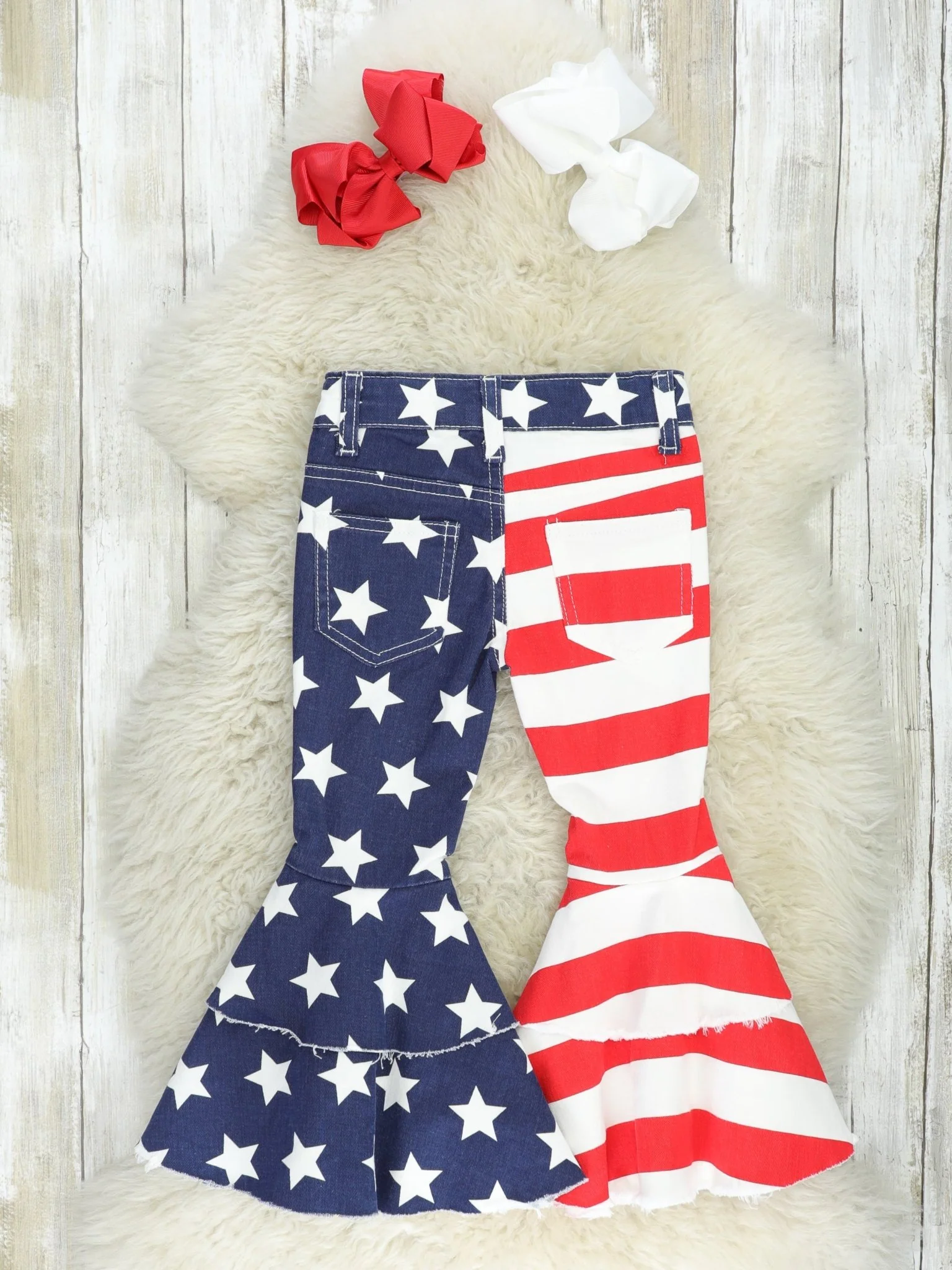 Stars & Stripes Tiered Denim Bell Bottoms - Image 2