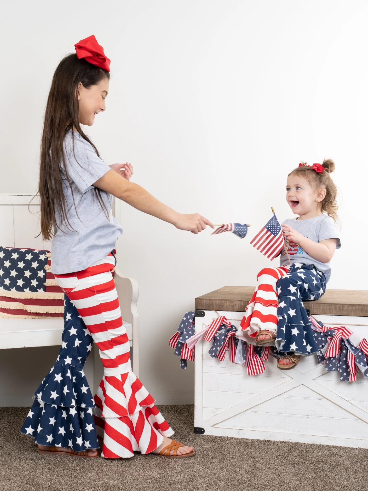 Stars & Stripes Tiered Denim Bell Bottoms - Image 7