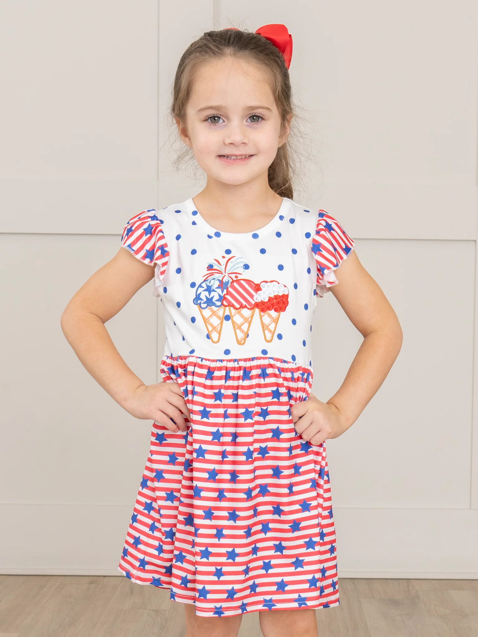 Stars & Stripes Ice Cream Ruffle Dress