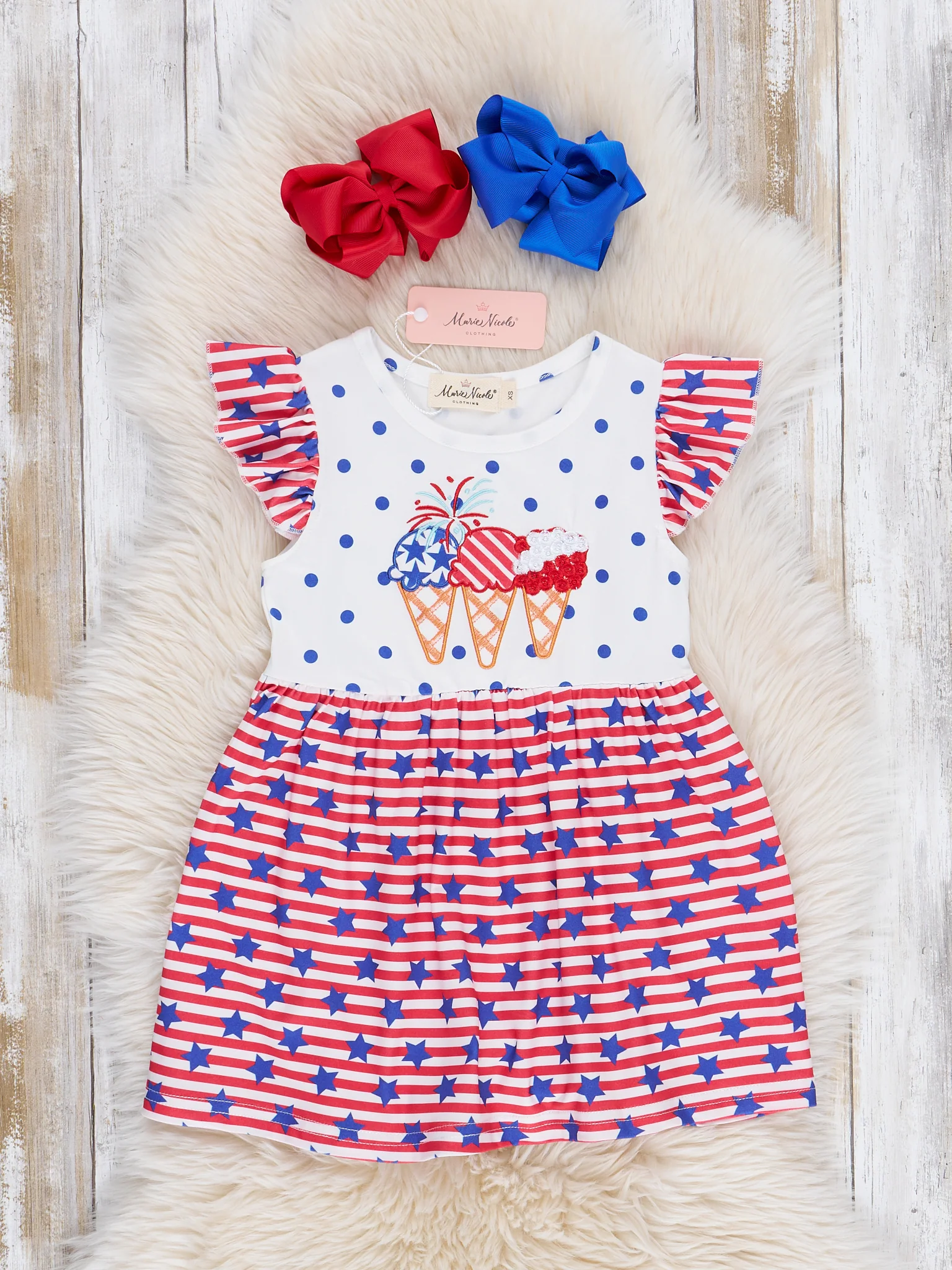 Stars & Stripes Ice Cream Ruffle Dress - Image 2