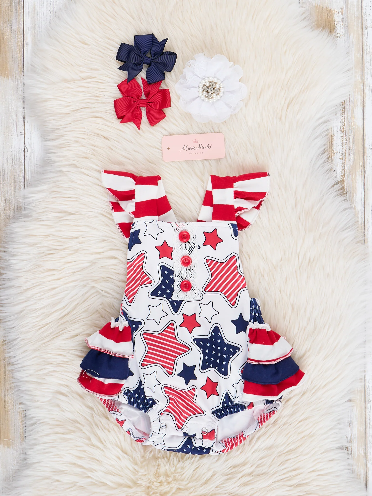 Stars & Stripes Ruffle Bubble Romper