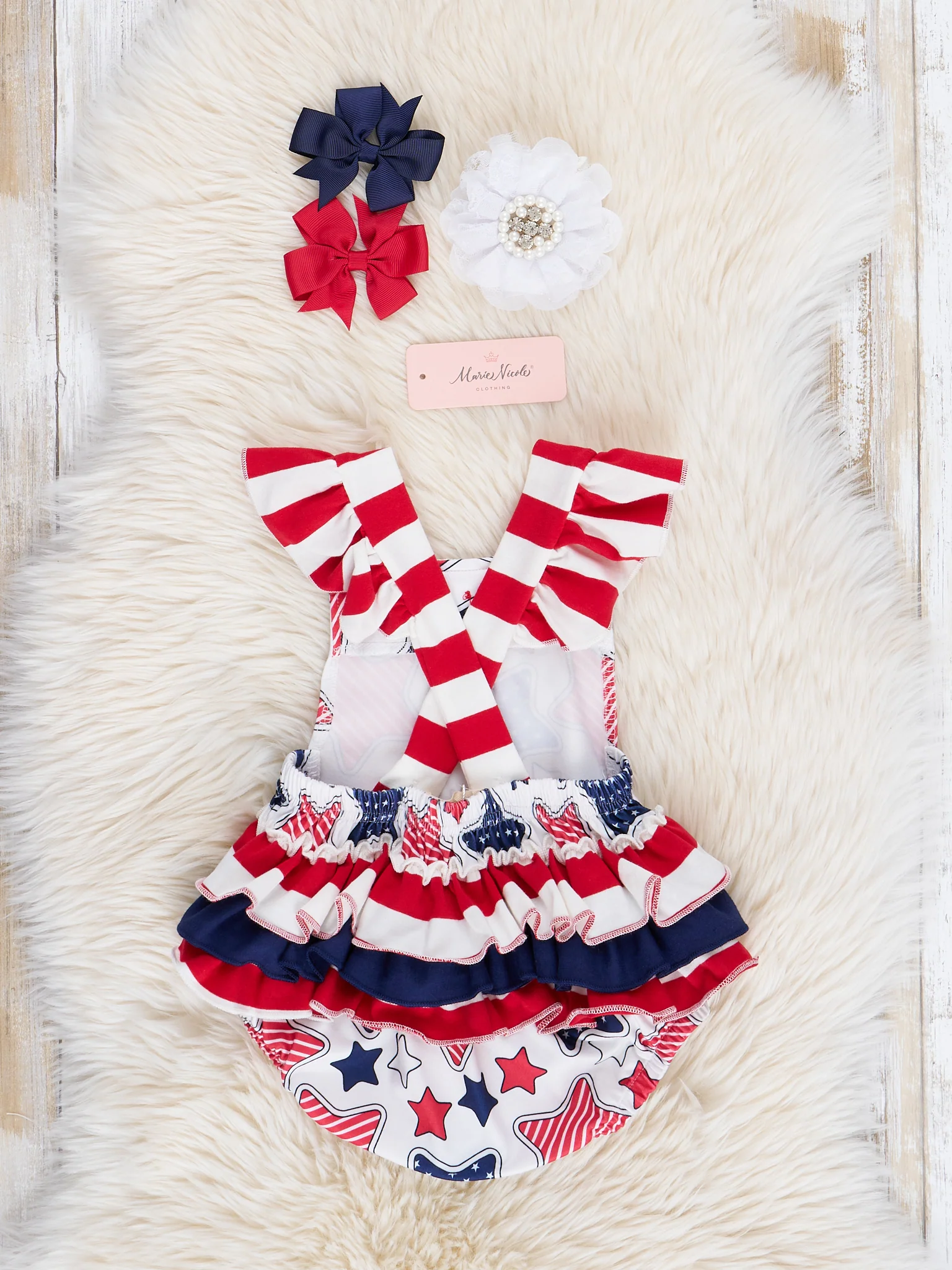Stars & Stripes Ruffle Bubble Romper - Image 2