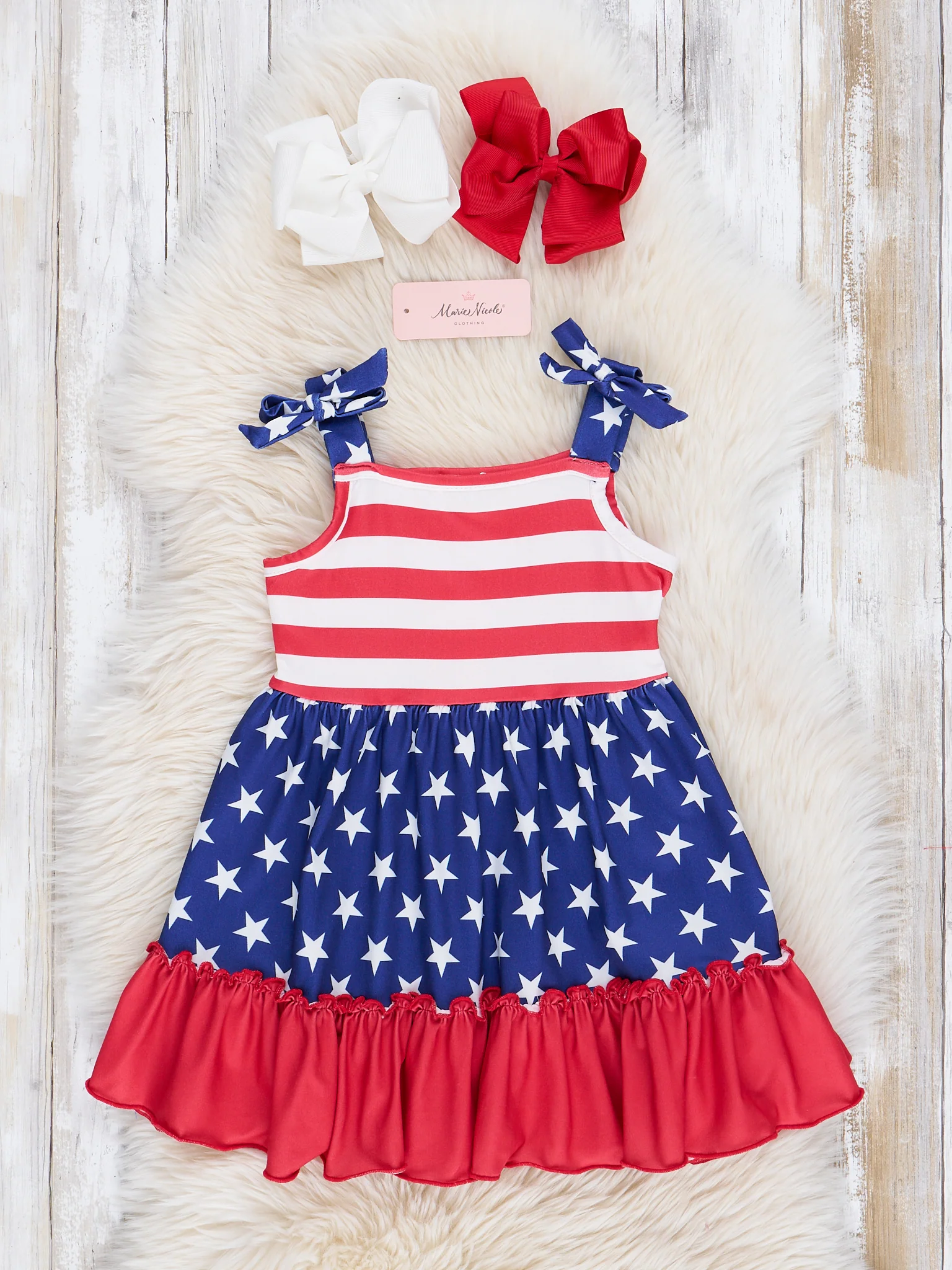 Stars & Stripes Tiered Ruffle Dress
