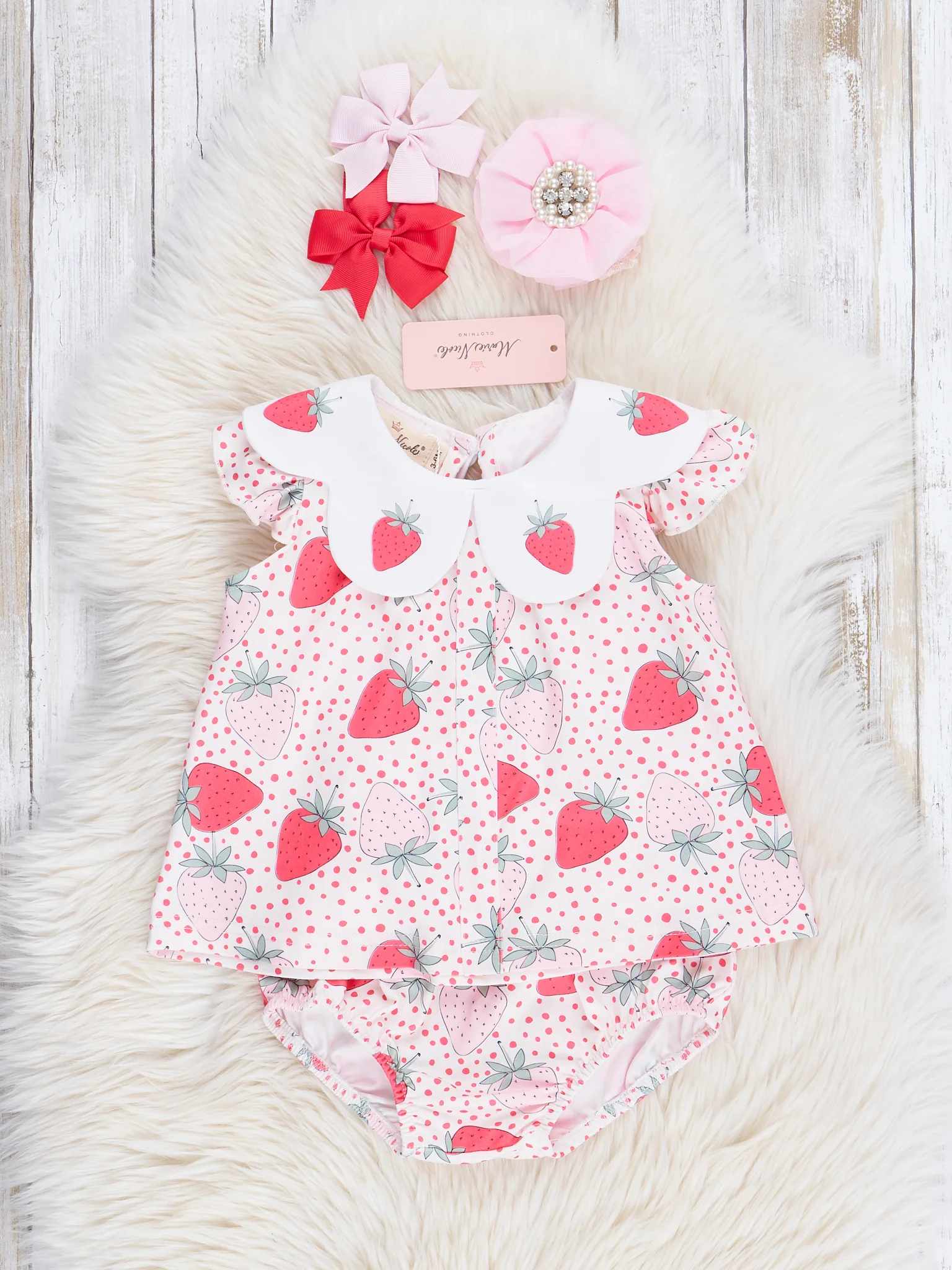 Strawberries & Dots Ruffle Bloomers Outfit - Image 2