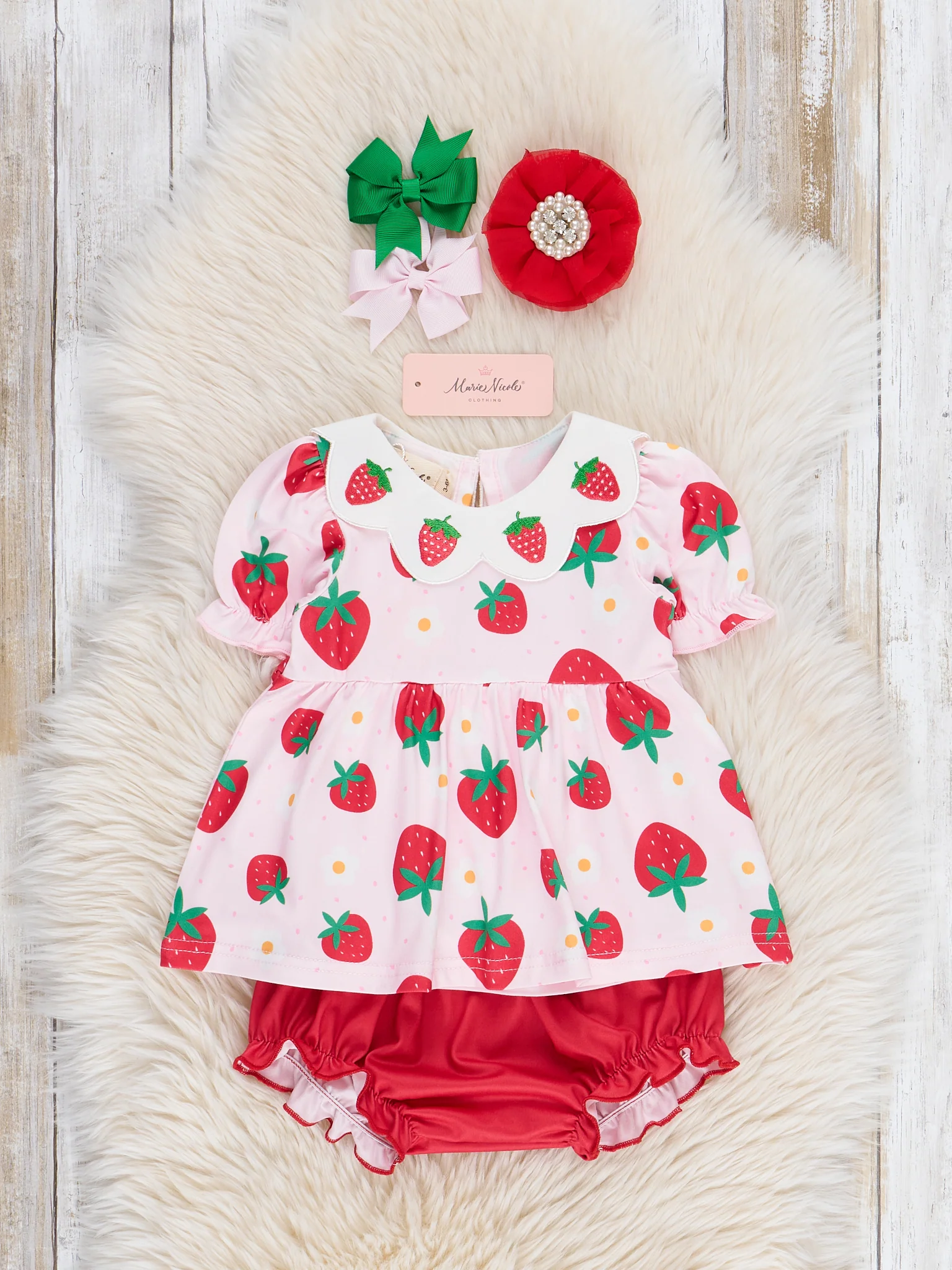 Strawberry Festival Puff Sleeve Bloomers Outfit