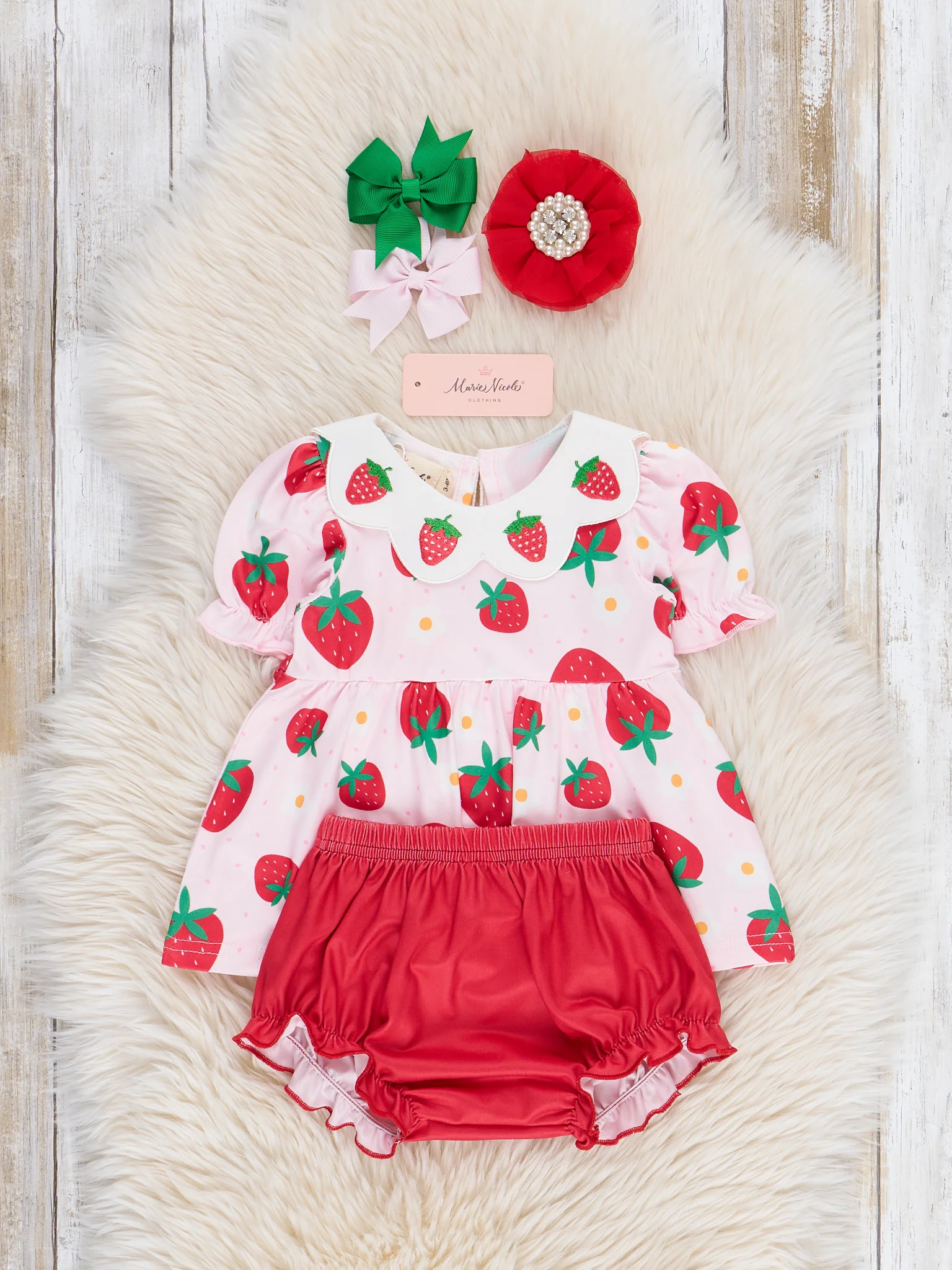Strawberry Festival Puff Sleeve Bloomers Outfit - Image 2