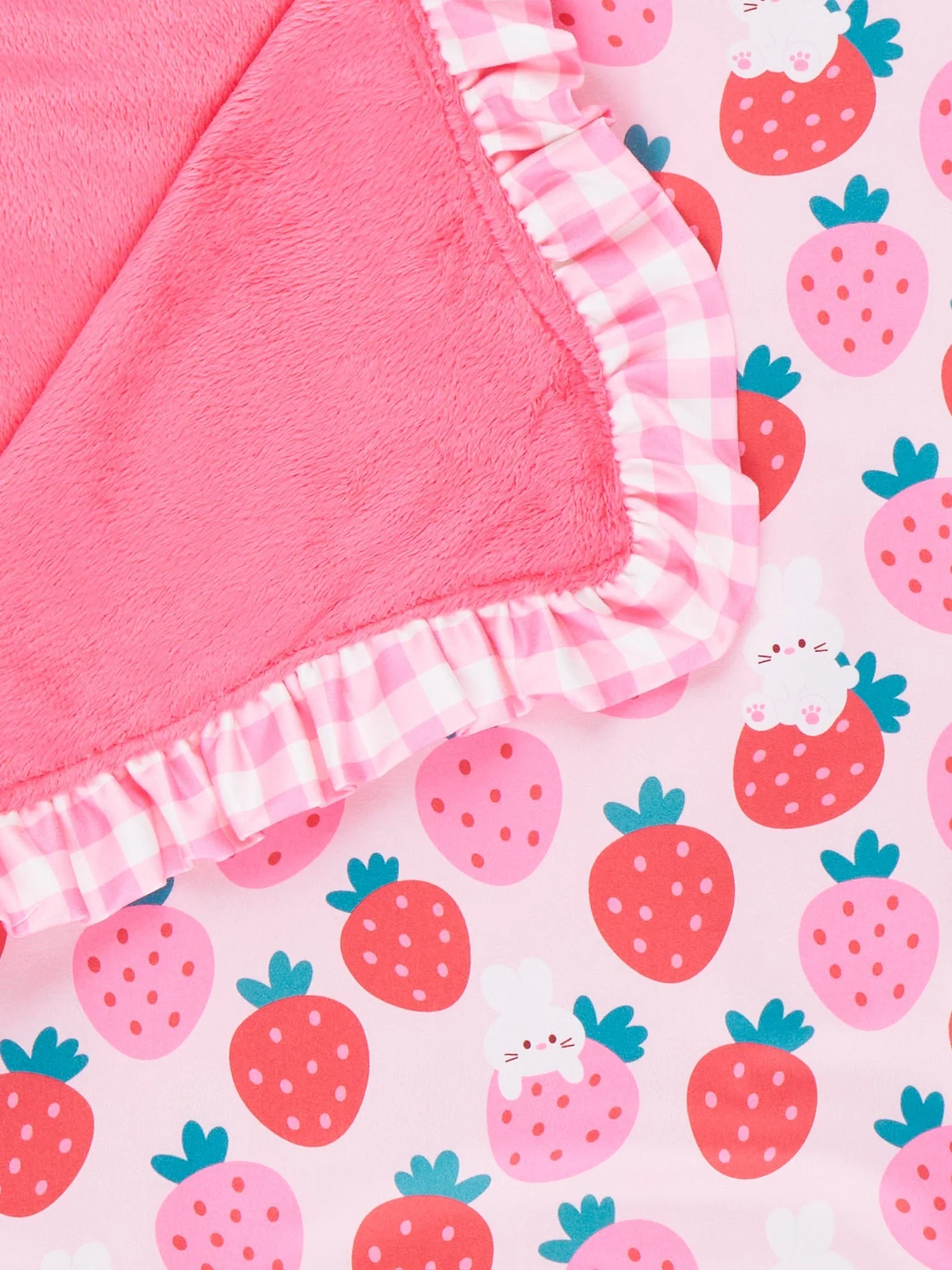 Strawberry Fields Bunny Minky Blanket - Image 2
