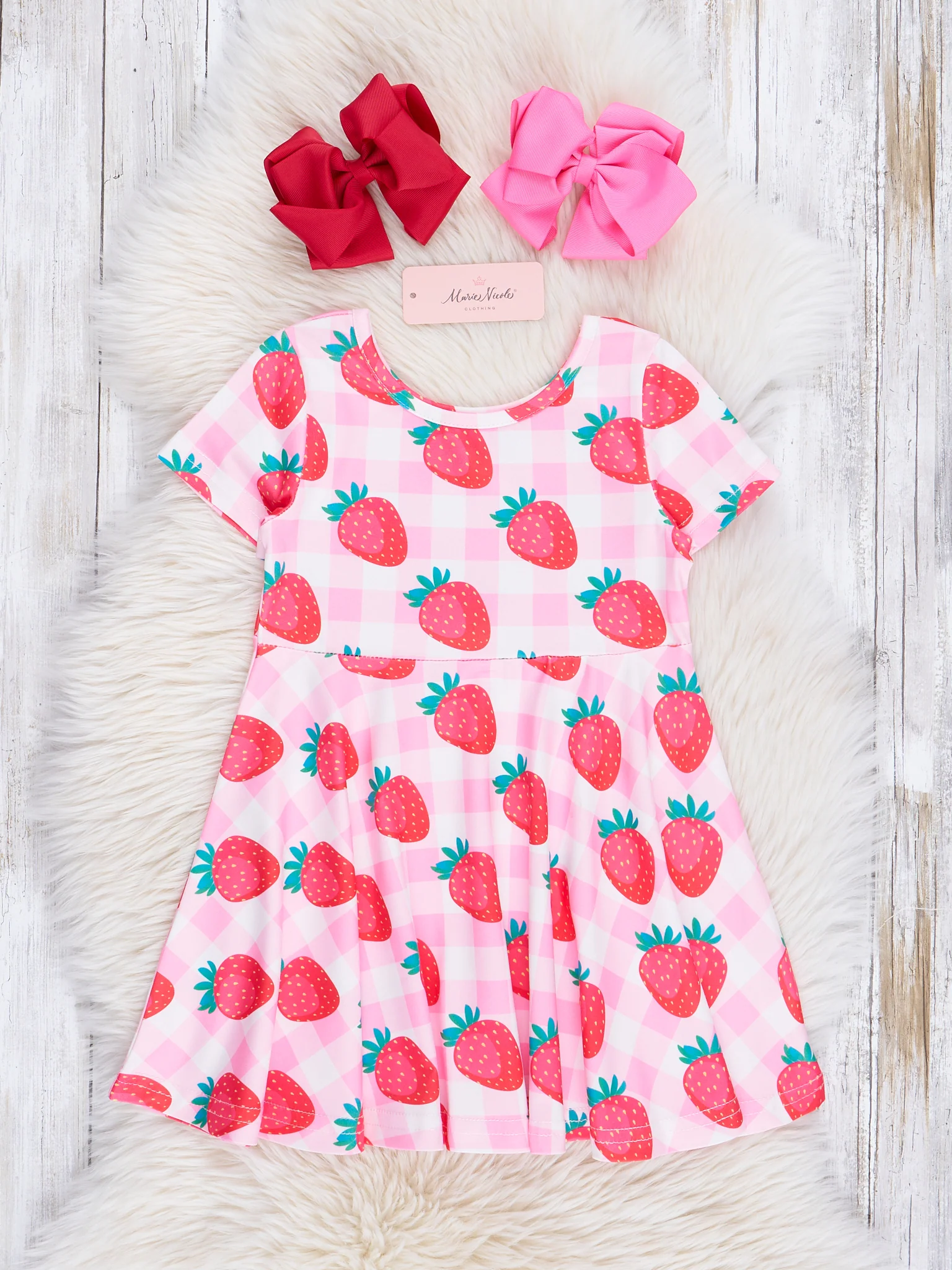 Strawberry Pink Plaid Swing Dress