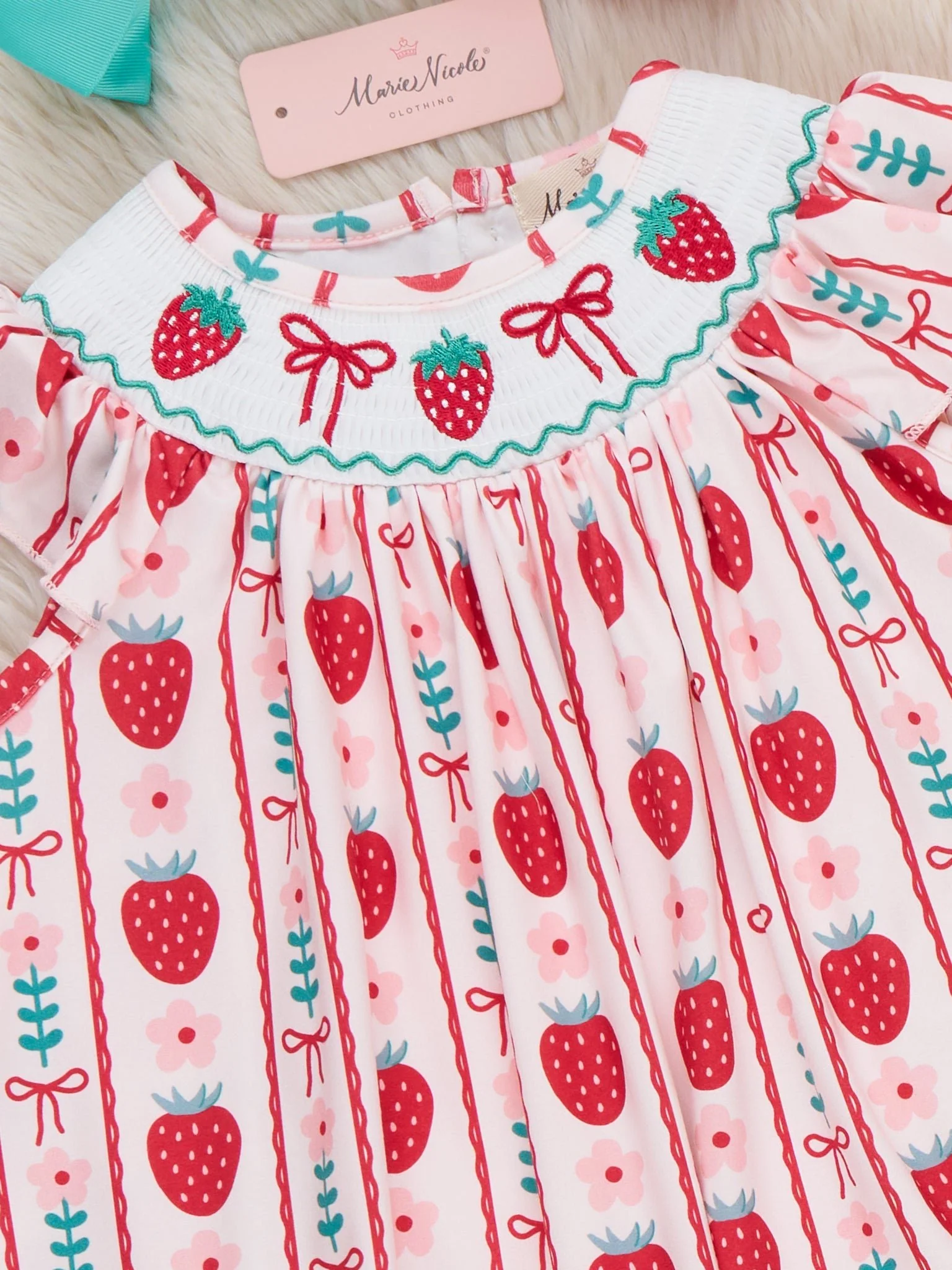 Strawberry Rows Smocked Dress - Image 3