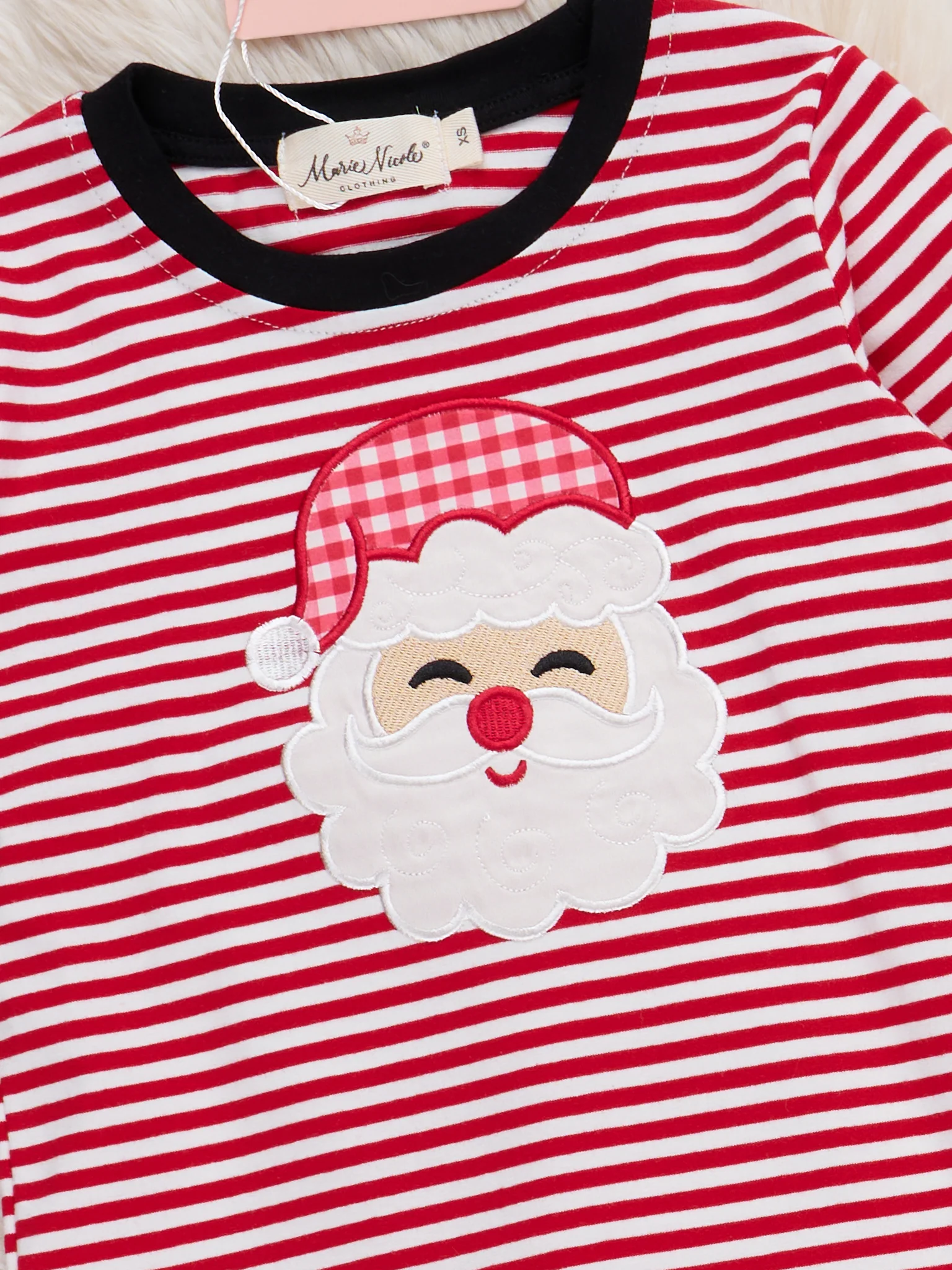Stripe Santa Ensemble Embroidered Outfit - Image 2