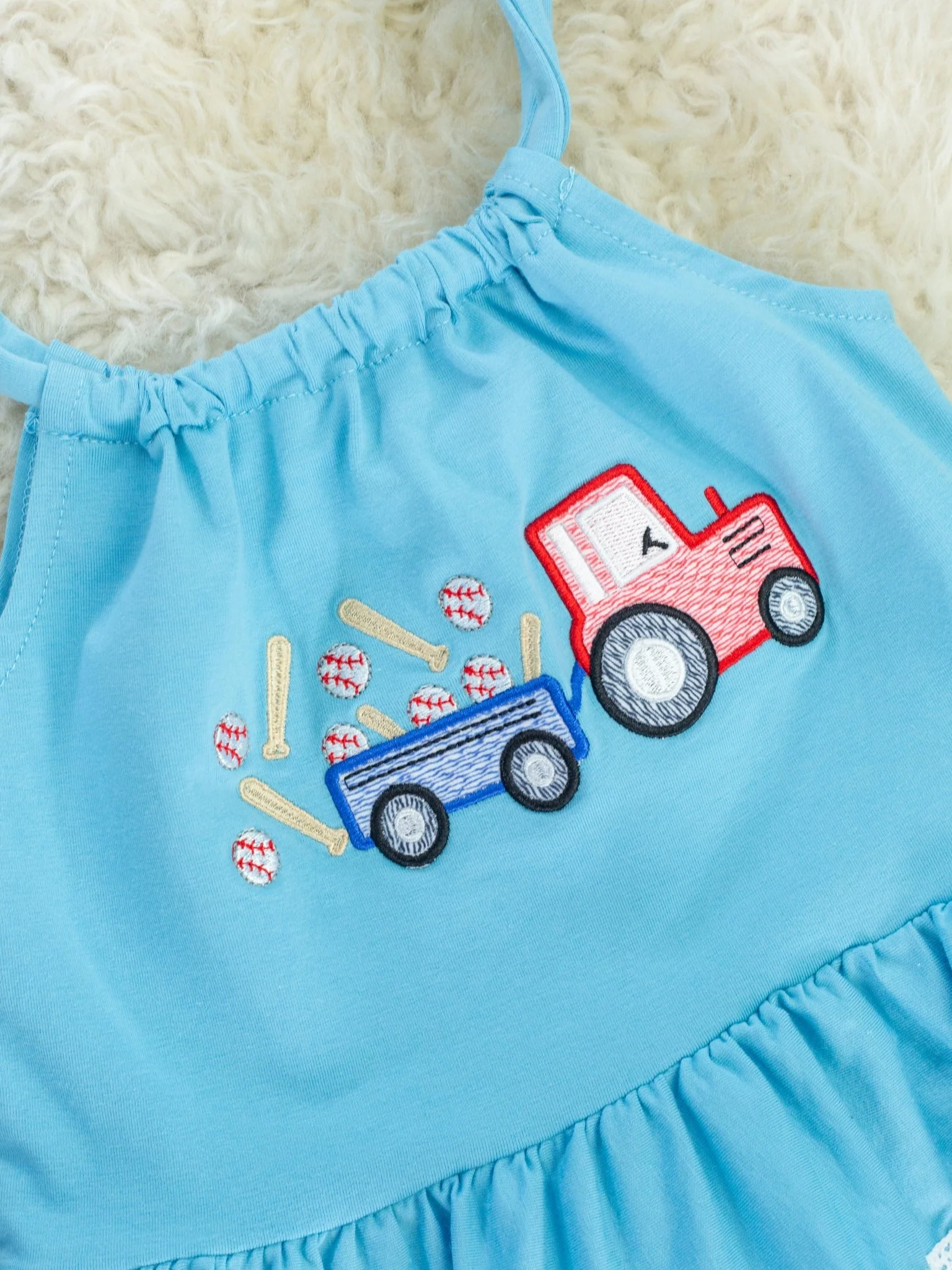 Striped Baseball Truck Ruffle Outfit - Image 3