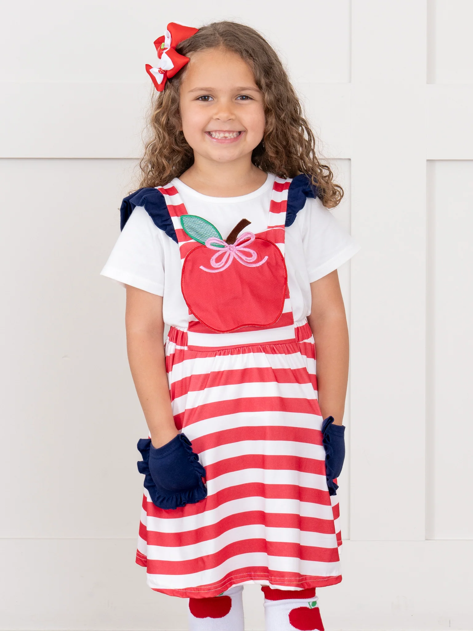 Striped Embroidered Apple Skirtall Outfit