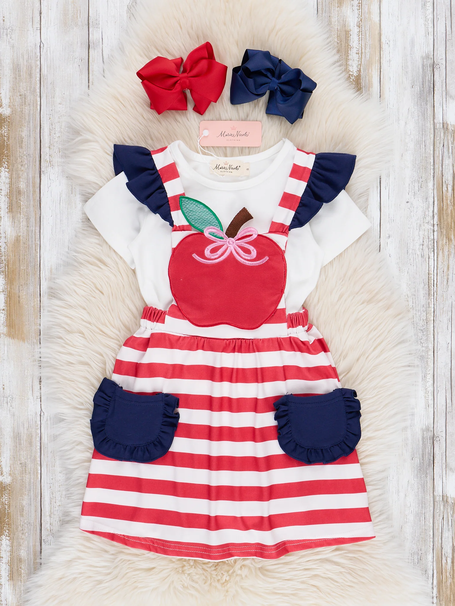 Striped Embroidered Apple Skirtall Outfit - Image 2