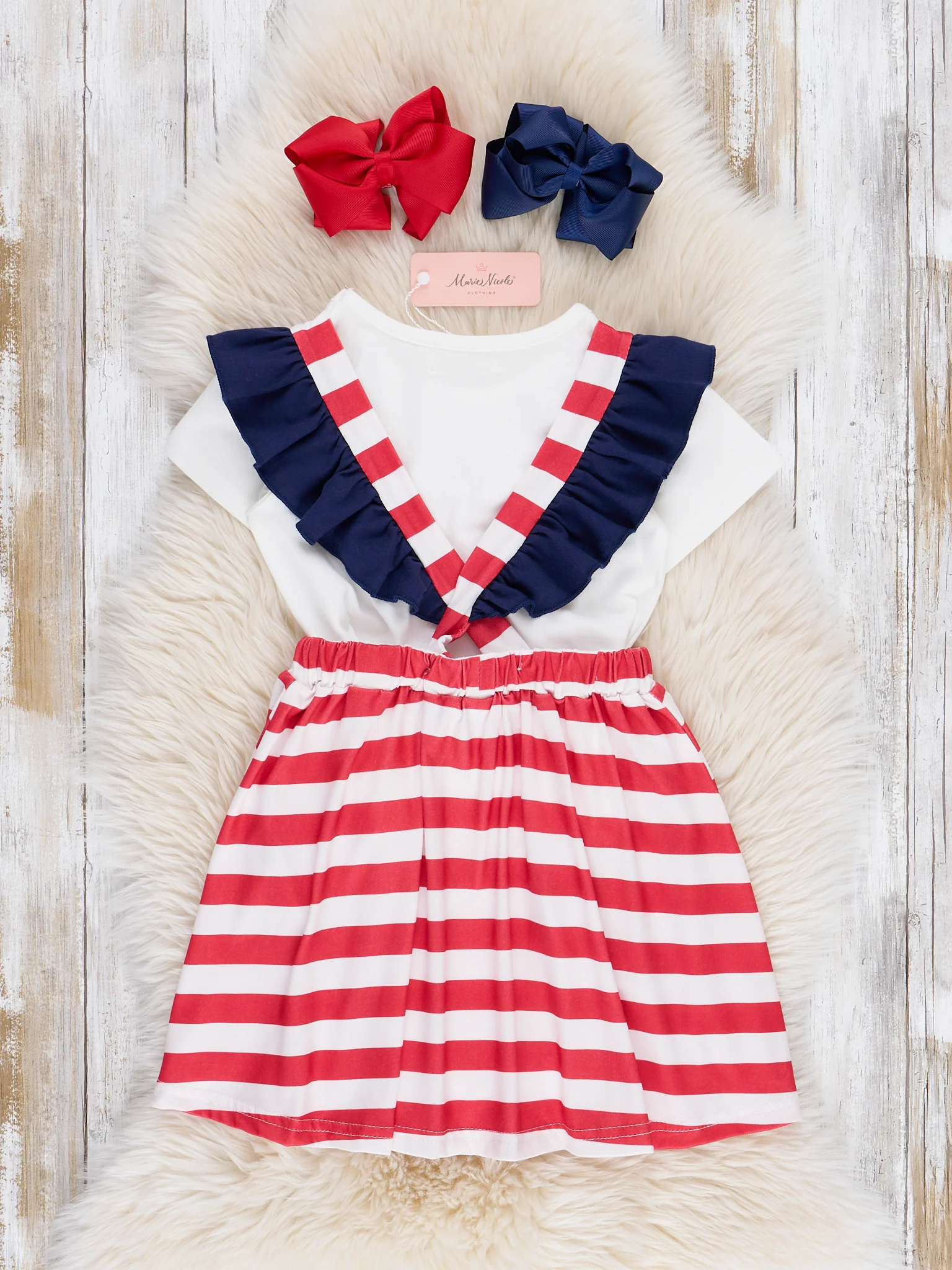 Striped Embroidered Apple Skirtall Outfit - Image 3