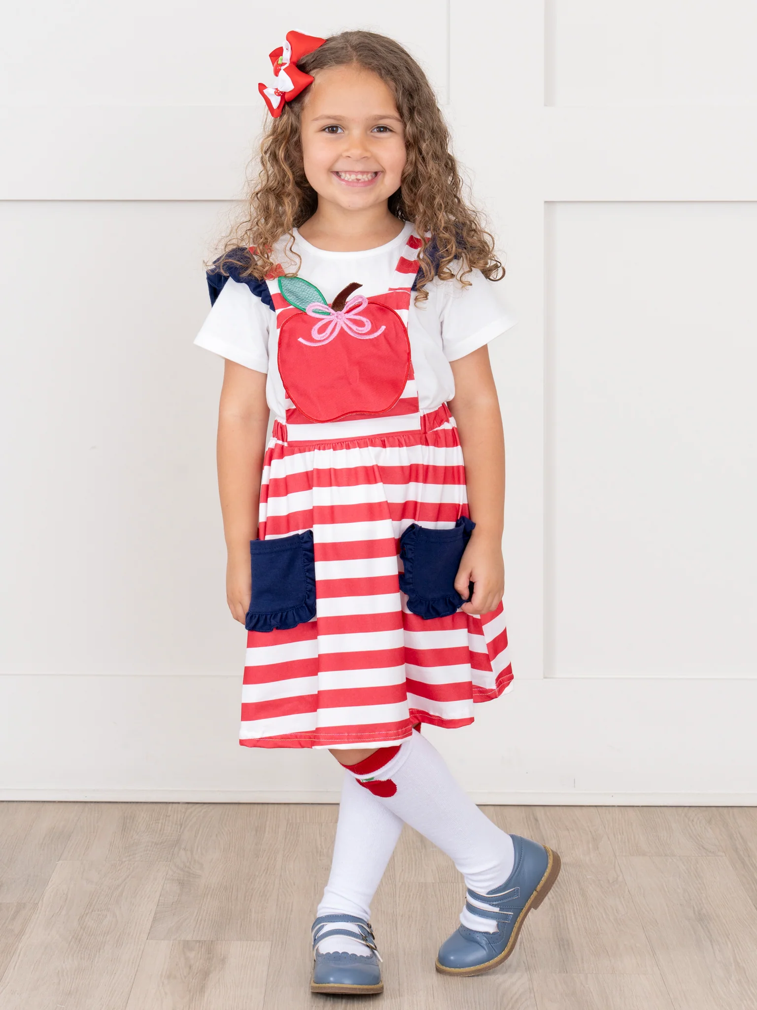 Striped Embroidered Apple Skirtall Outfit - Image 6