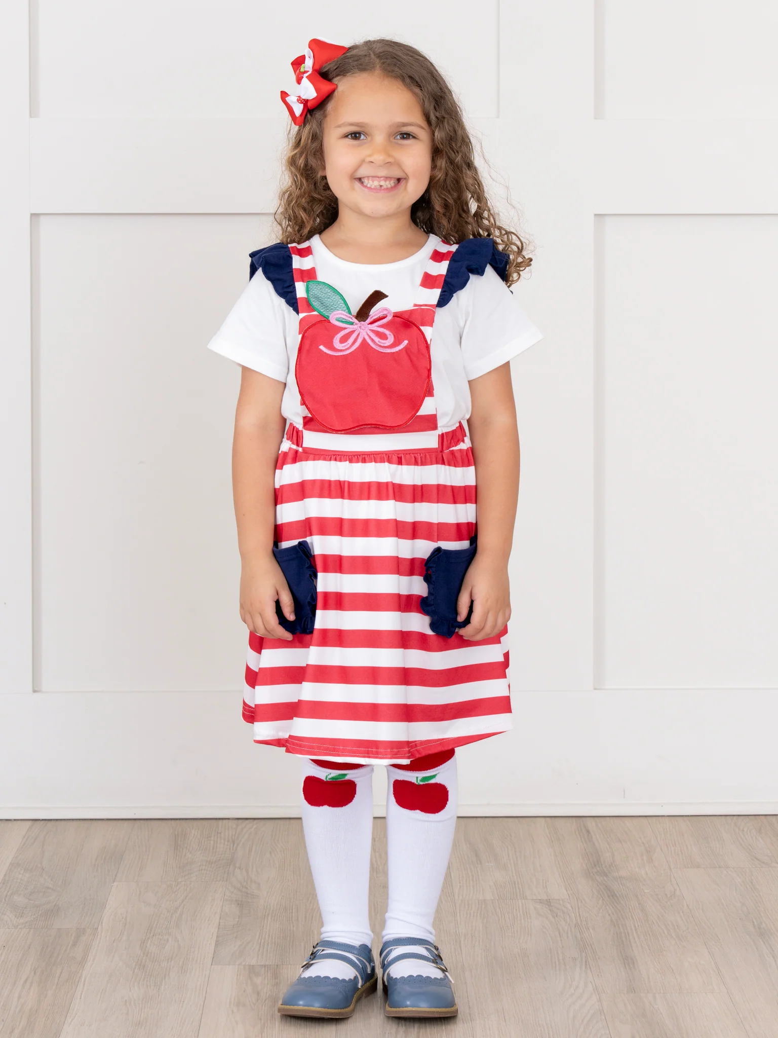 Striped Embroidered Apple Skirtall Outfit - Image 7