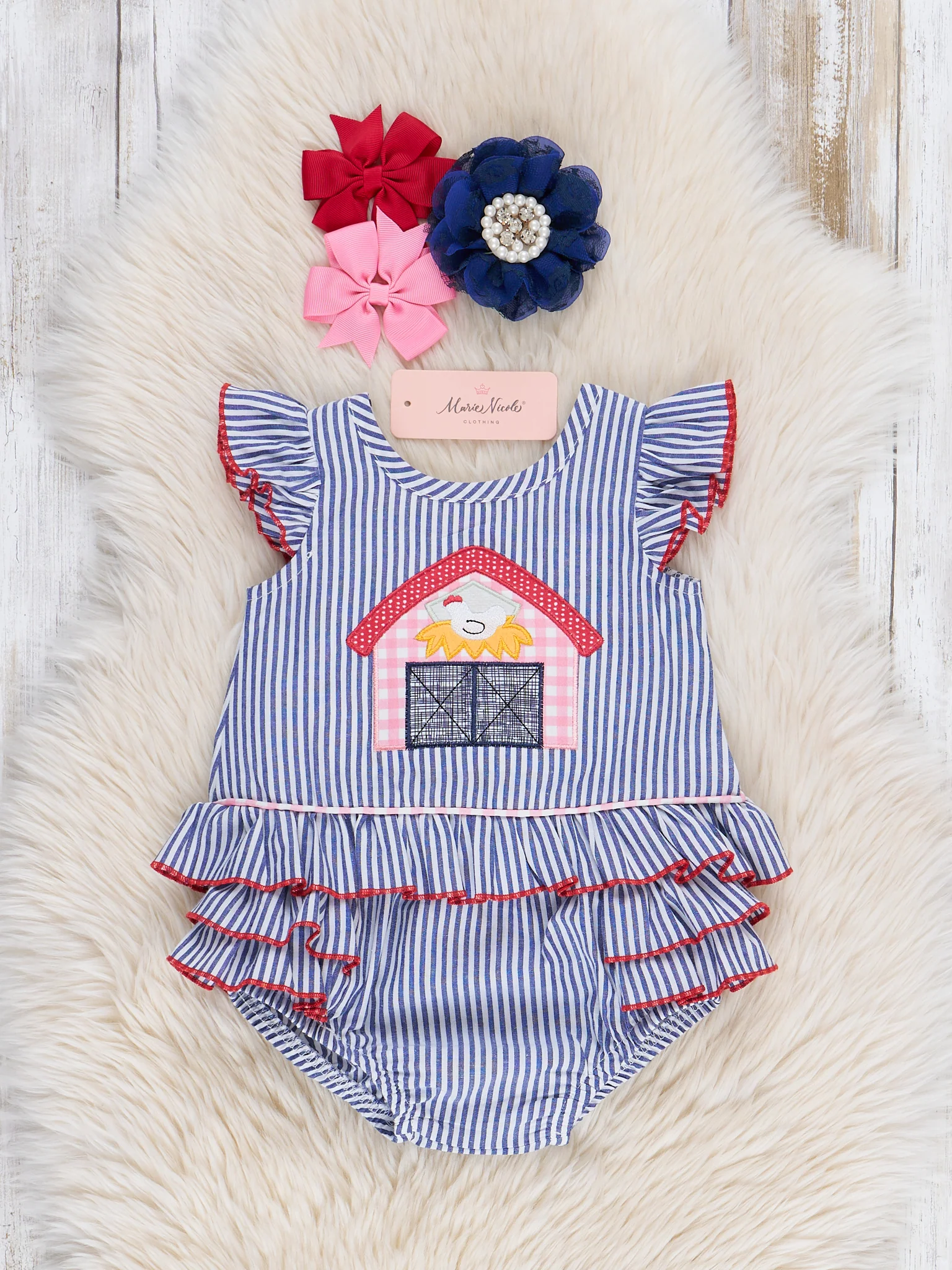 Striped Embroidered Barn Bloomers Outfit