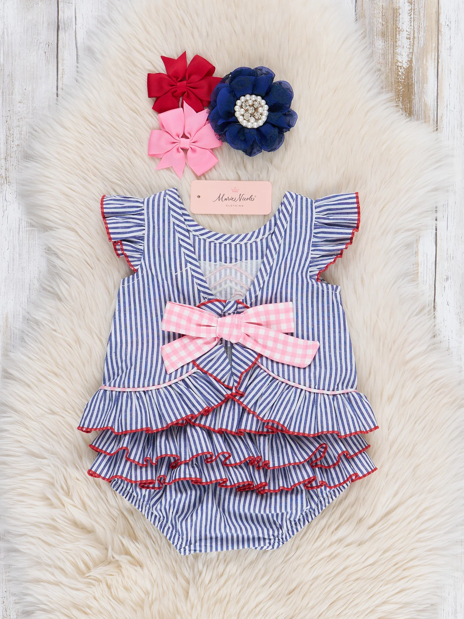 Striped Embroidered Barn Bloomers Outfit - Image 2