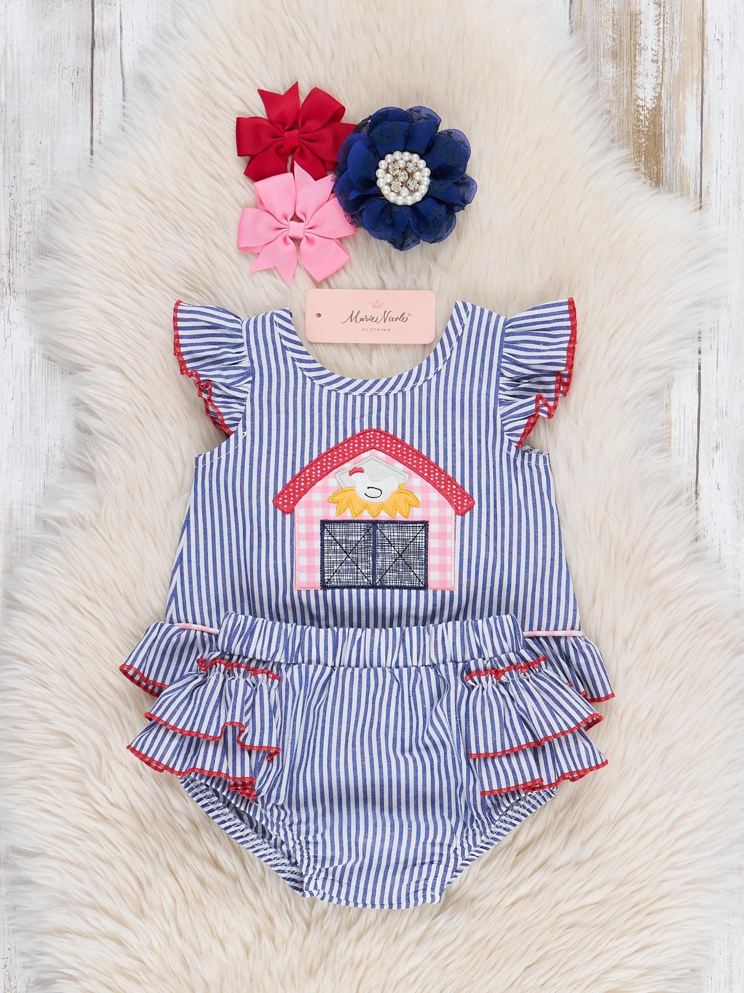 Striped Embroidered Barn Bloomers Outfit - Image 3