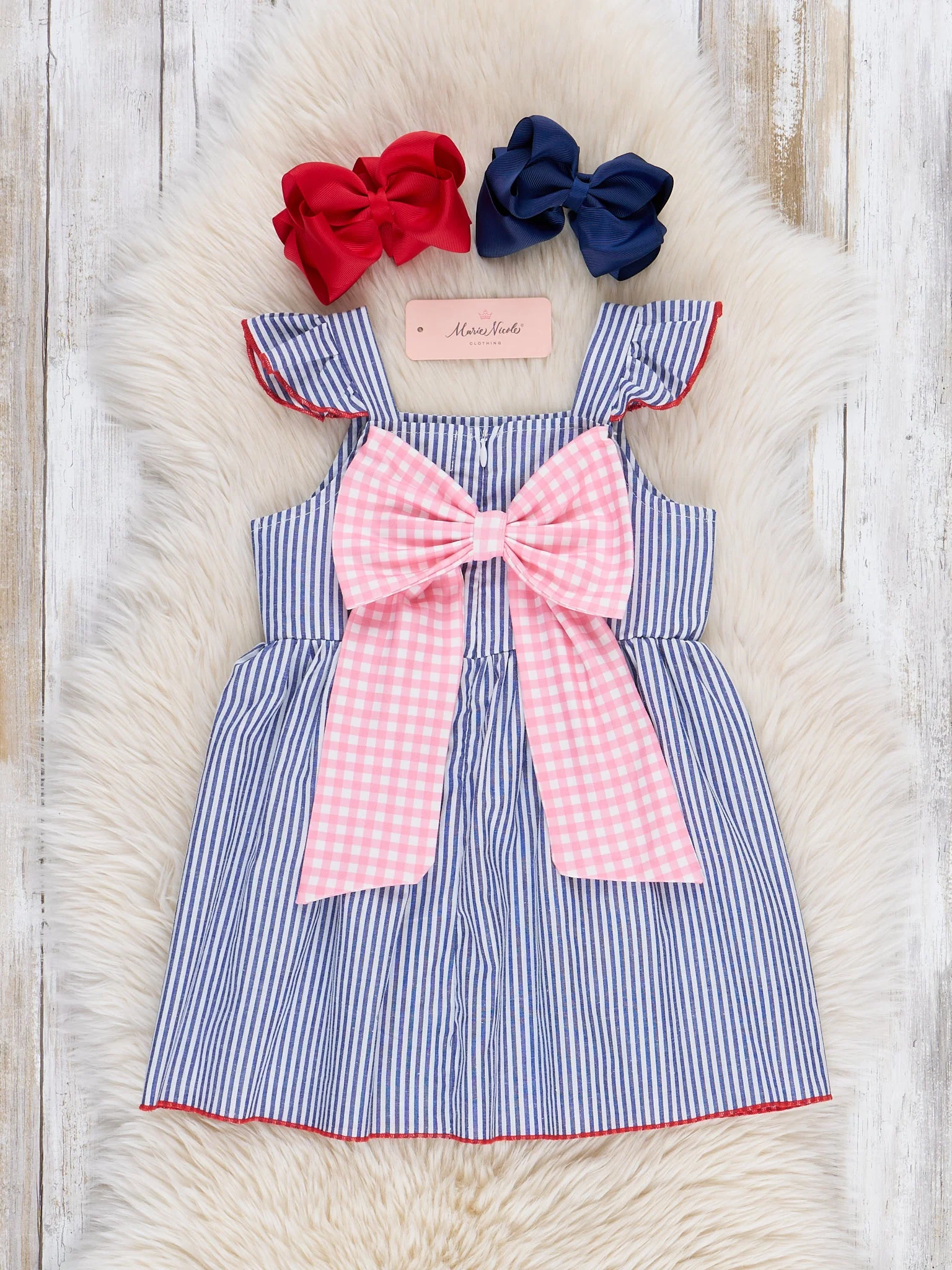 Striped Embroidered Barn Ruffle Dress - Image 3