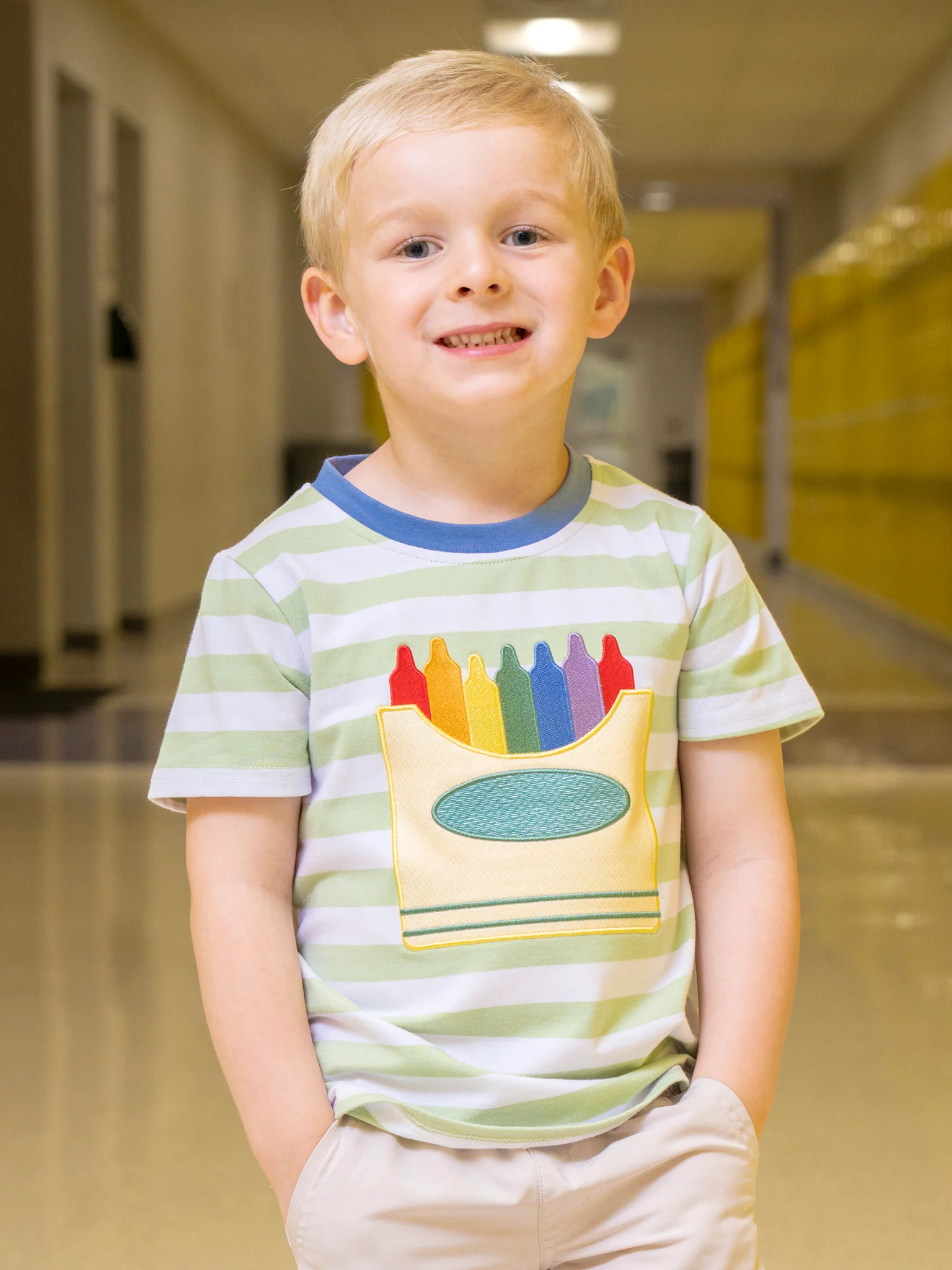 Striped Embroidered Crayon Box Shirt