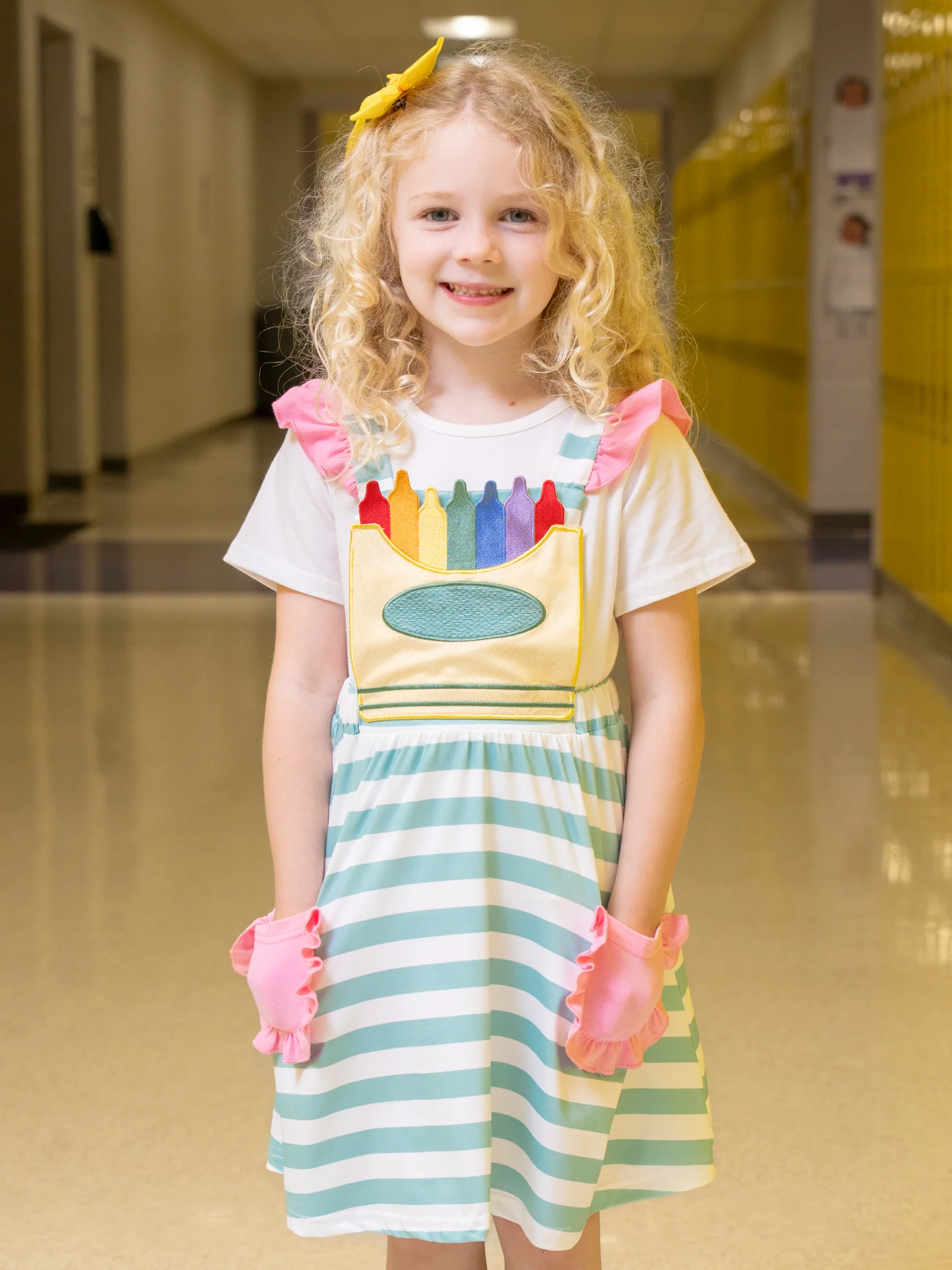 Striped Embroidered Crayon Box Skirtall Outfit