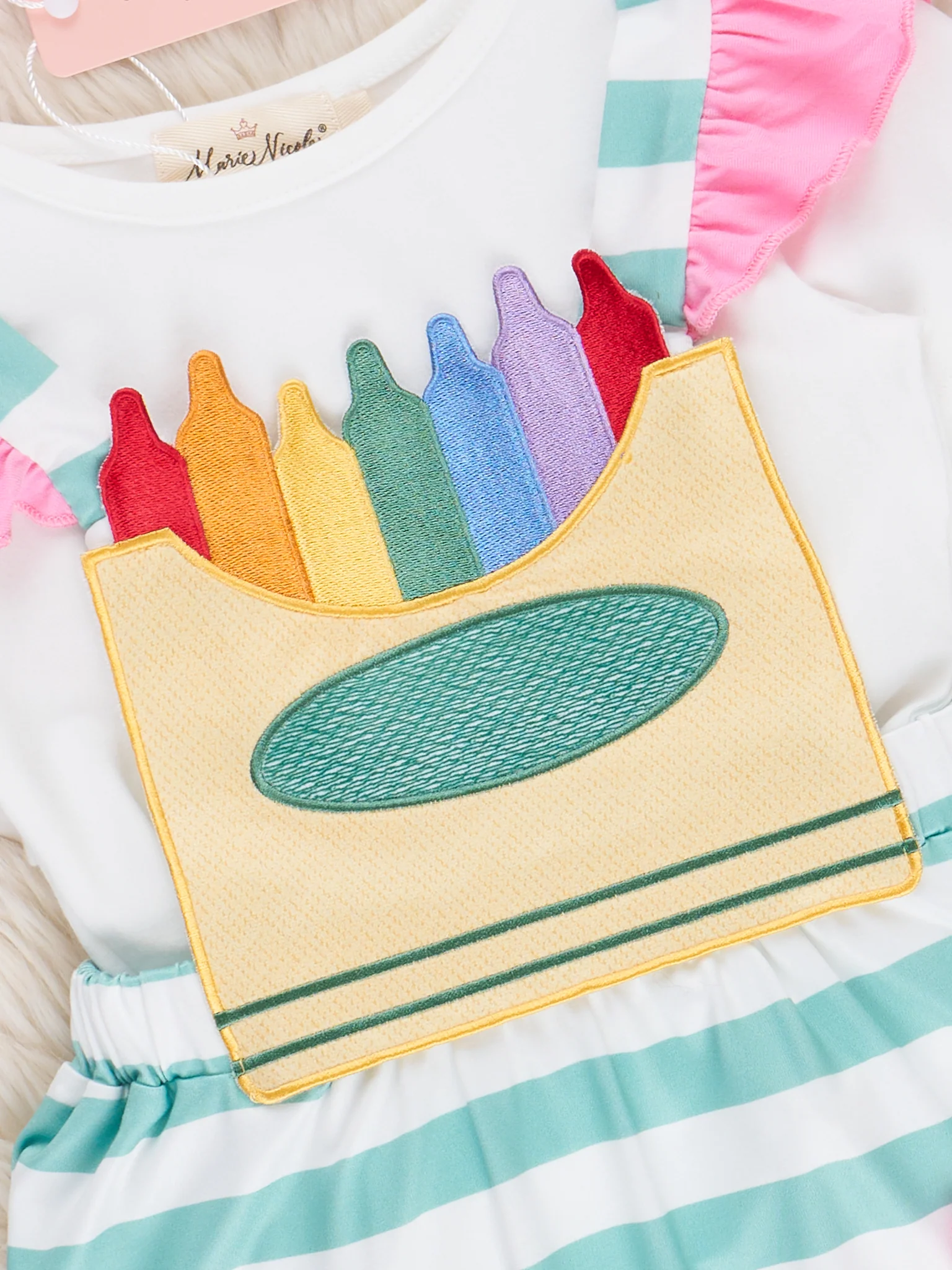 Striped Embroidered Crayon Box Skirtall Outfit - Image 5