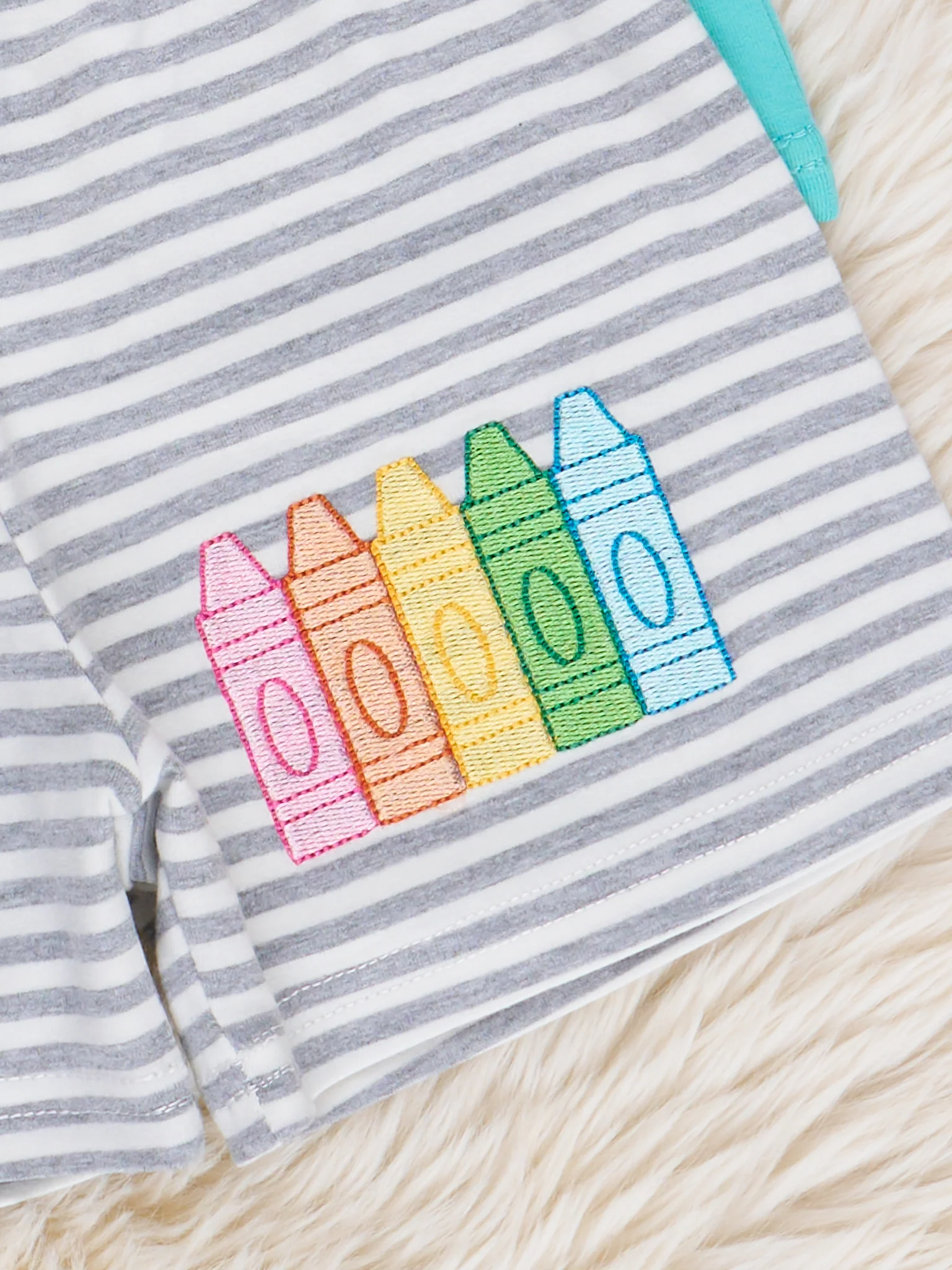Striped Embroidered Crayons Polo Outfit - Image 3