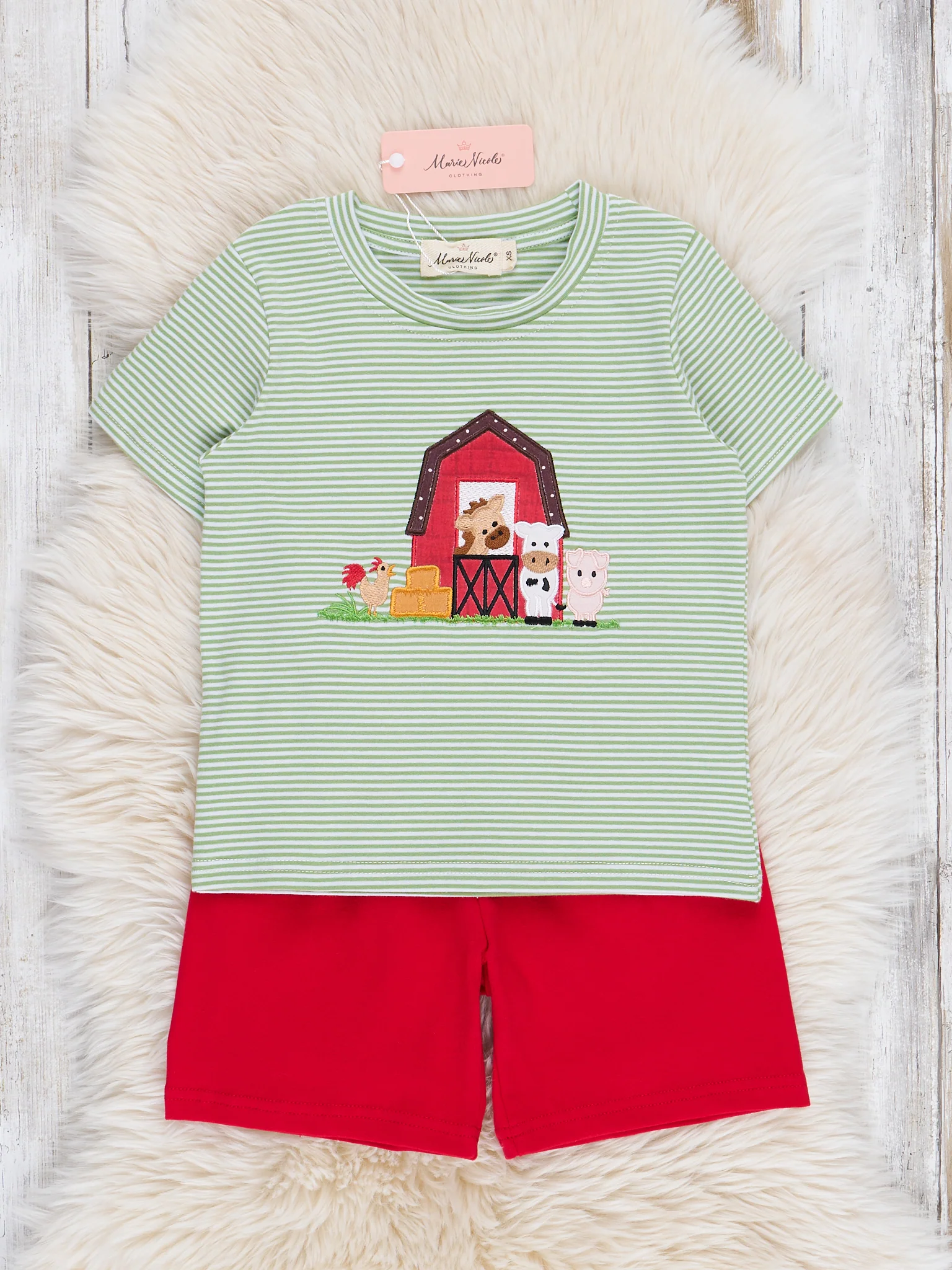 Striped Embroidered Farmhouse Cotton Outfit